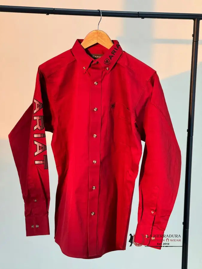 Ariat Team Logo Twill Red Classic Fit Long Sleeve Shirt 10048809 Ropa Hombres