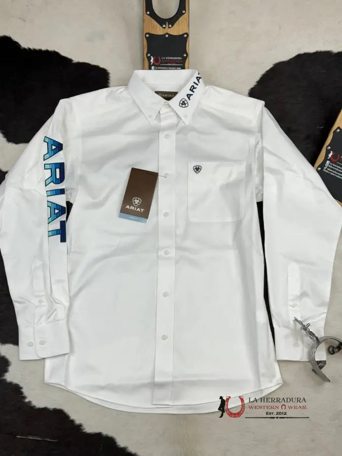 Ariat Team Logo Twill White Long Sleeve Shirt 10051337 Ropa Hombres