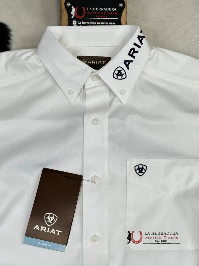 Ariat Team Logo Twill White Long Sleeve Shirt 10051337 Ropa Hombres