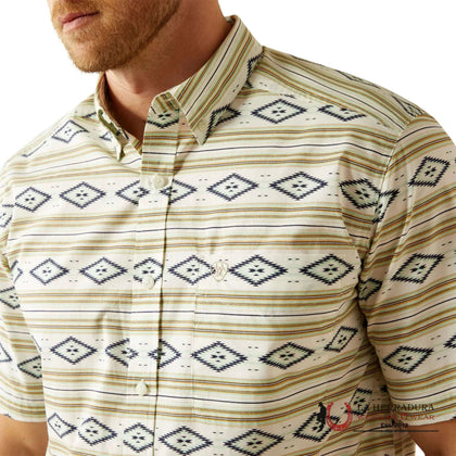 ARIAT TEAM MENS CHRISTOPHER SHORT SLEEVE MINT WITH AZTEC PRINT SHIRT- 10054816