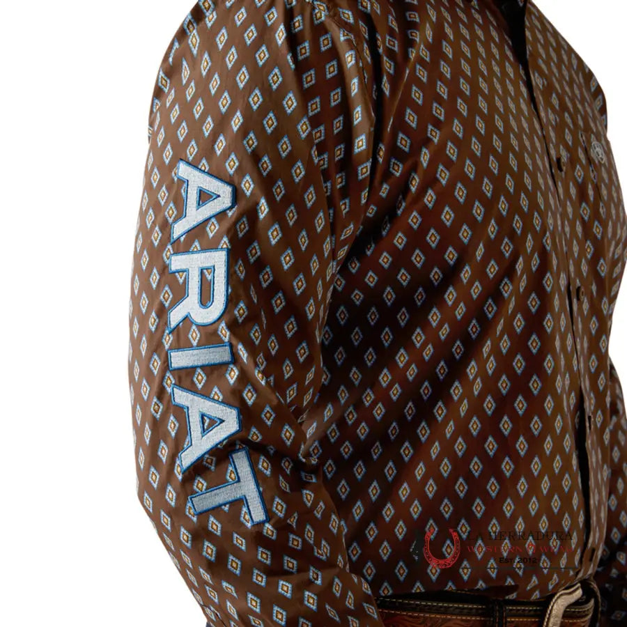 Ariat Team Oak Long Sleeve Shirt Brown/Light Blue - 4056 Ropa Hombres