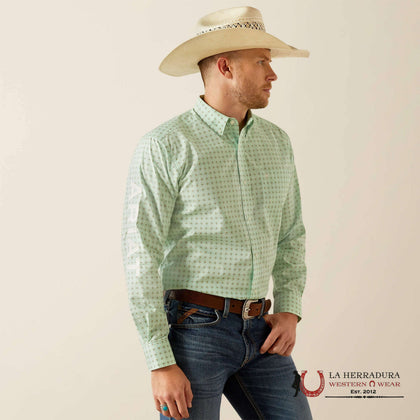 CAMISA DE MANGA LARGA ARIAT TEAM PIERSON VERDE CLARO/BLANCO CORTE CLÁSICO - 10054733