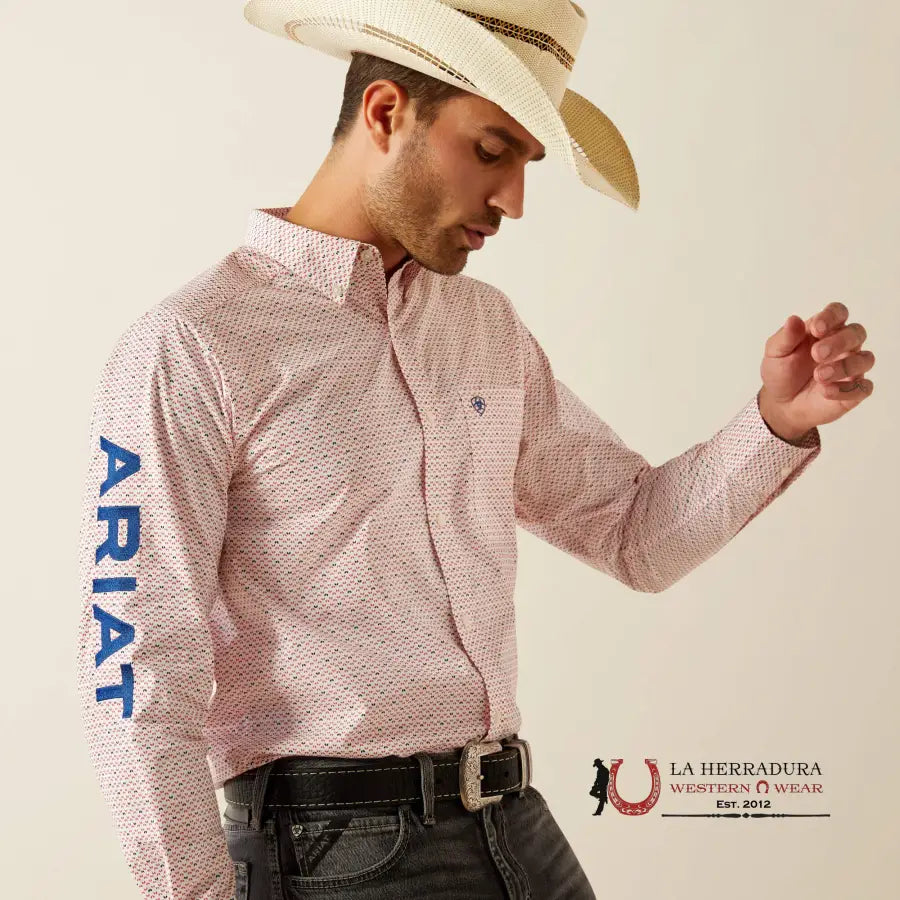 Ariat Team Primo Fitted Long Sleeve Short Red/Blue - 4725 Ropa Hombres