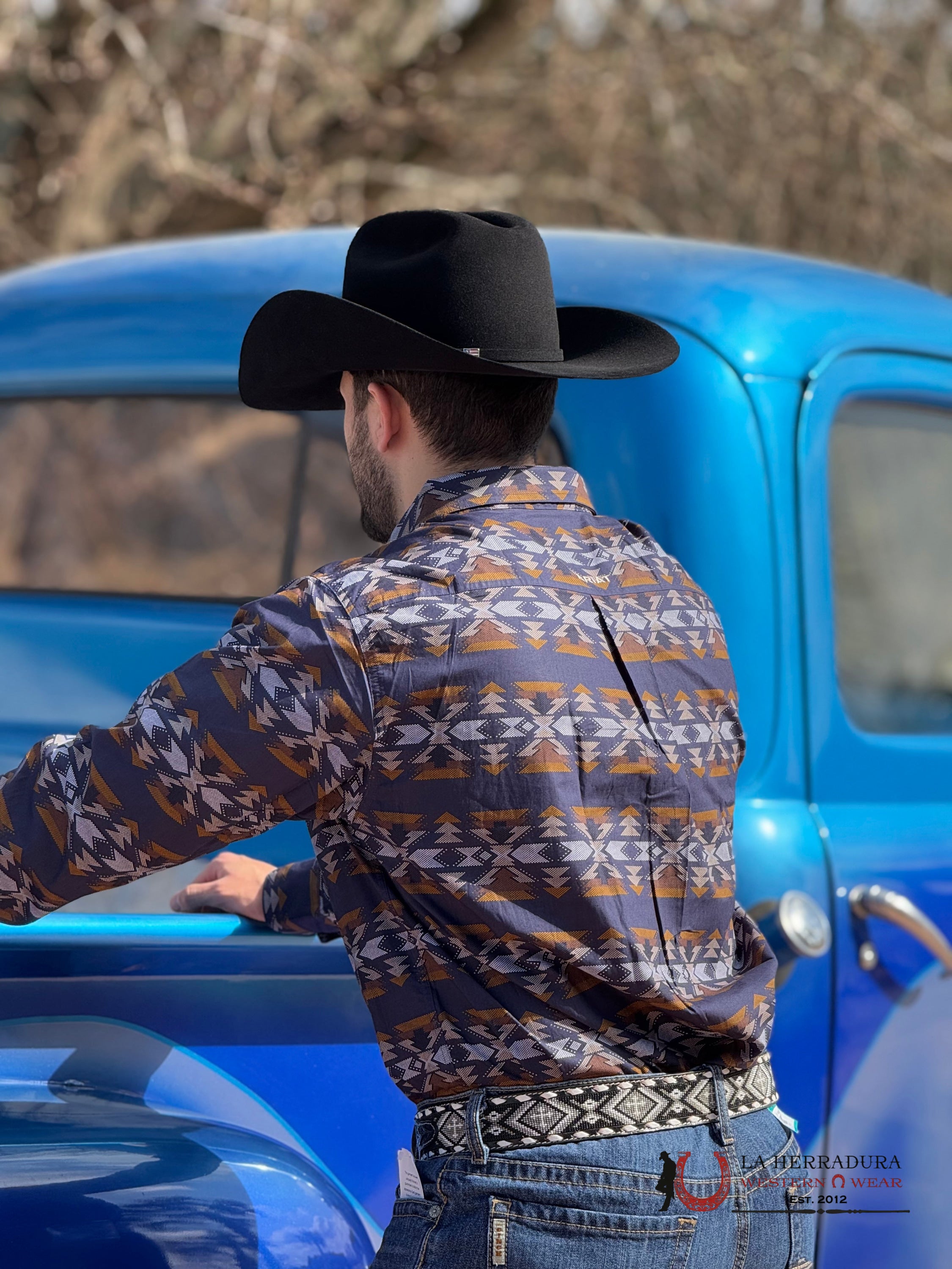 Ariat Tripp Fitted Long Sleeve Shirt Dark Blue - 2365 ROPA HOMBRES