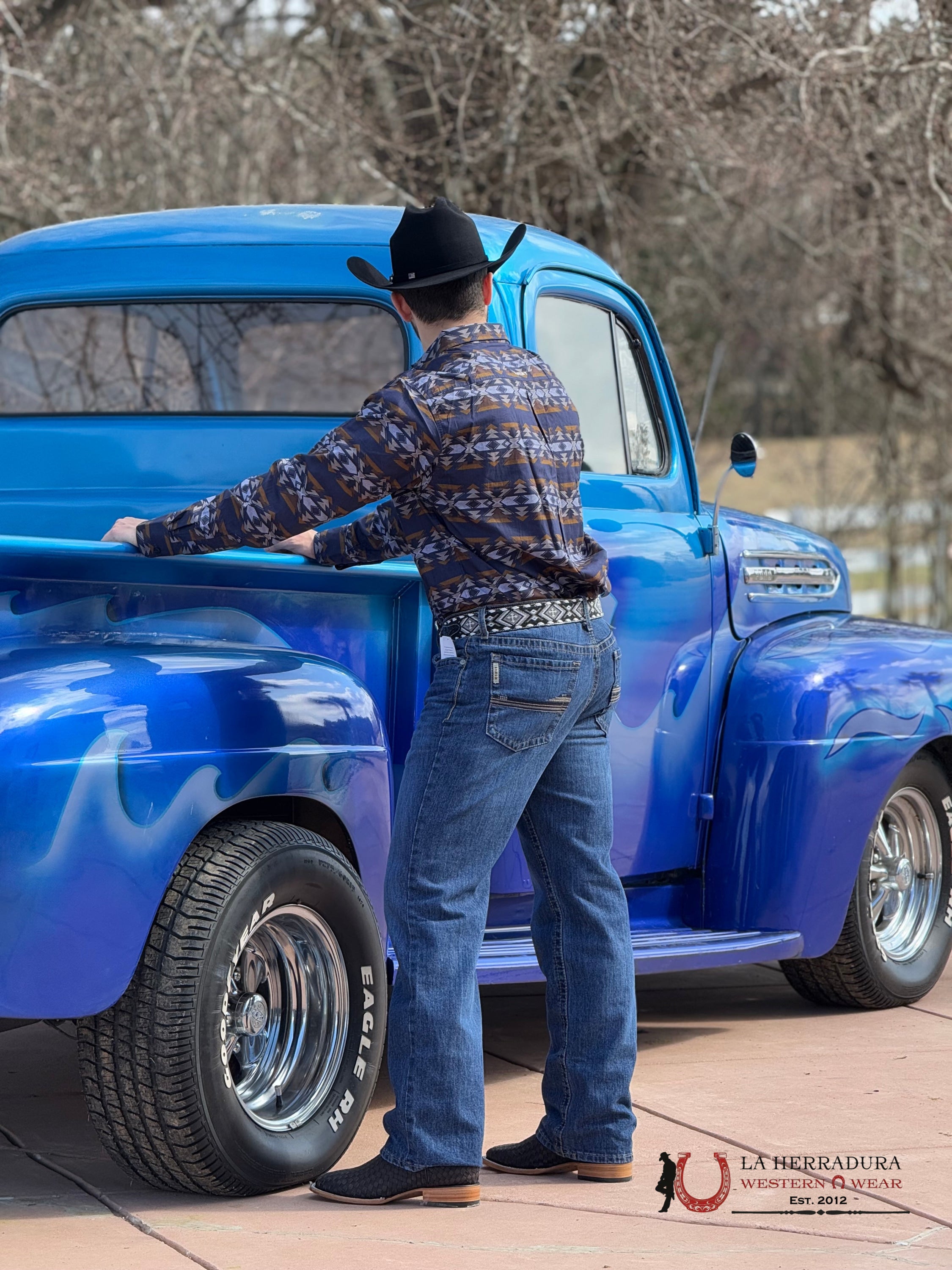Ariat Tripp Fitted Long Sleeve Shirt Dark Blue - 2365 ROPA HOMBRES
