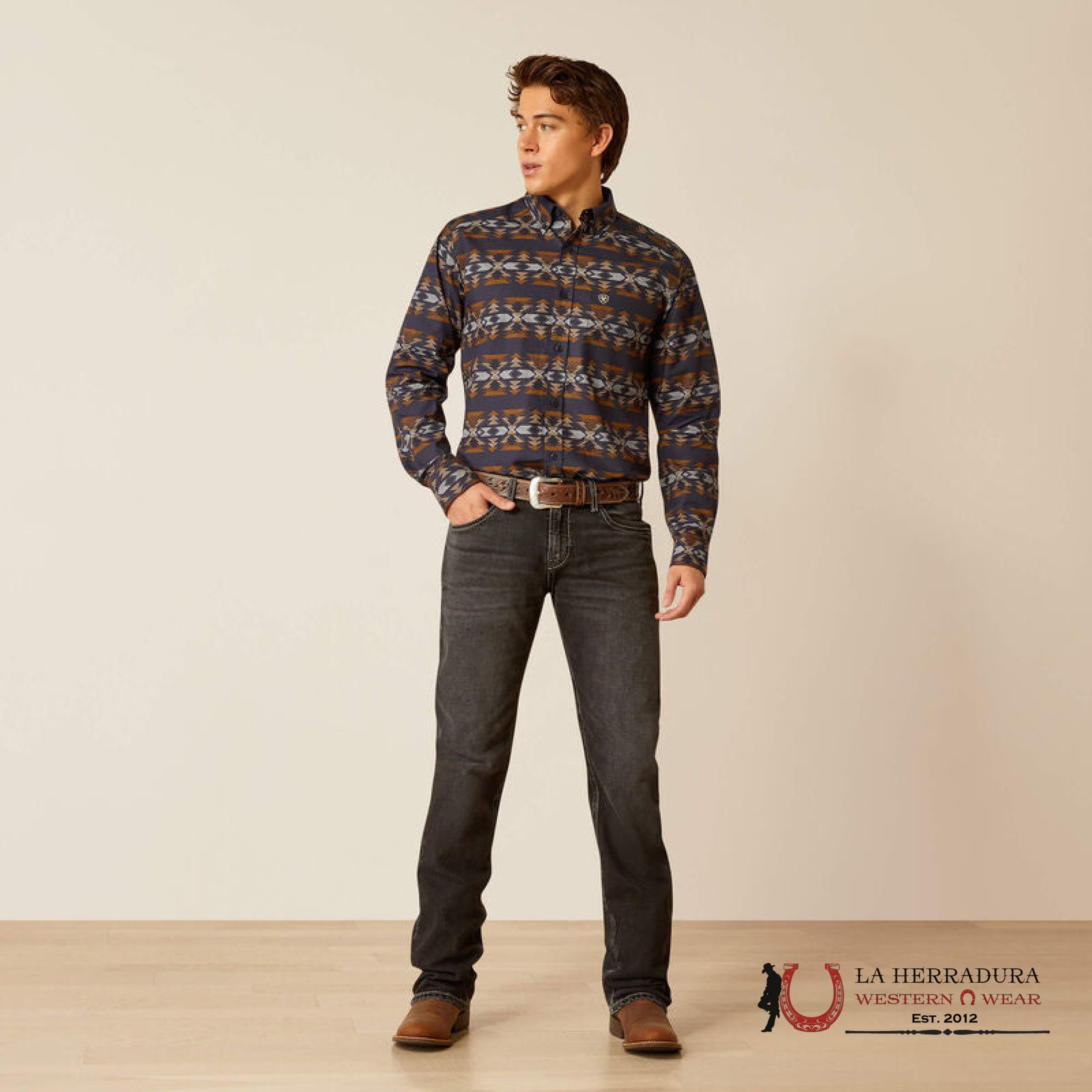 Ariat Tripp Fitted Long Sleeve Shirt Dark Blue - 2365 Ropa Hombres