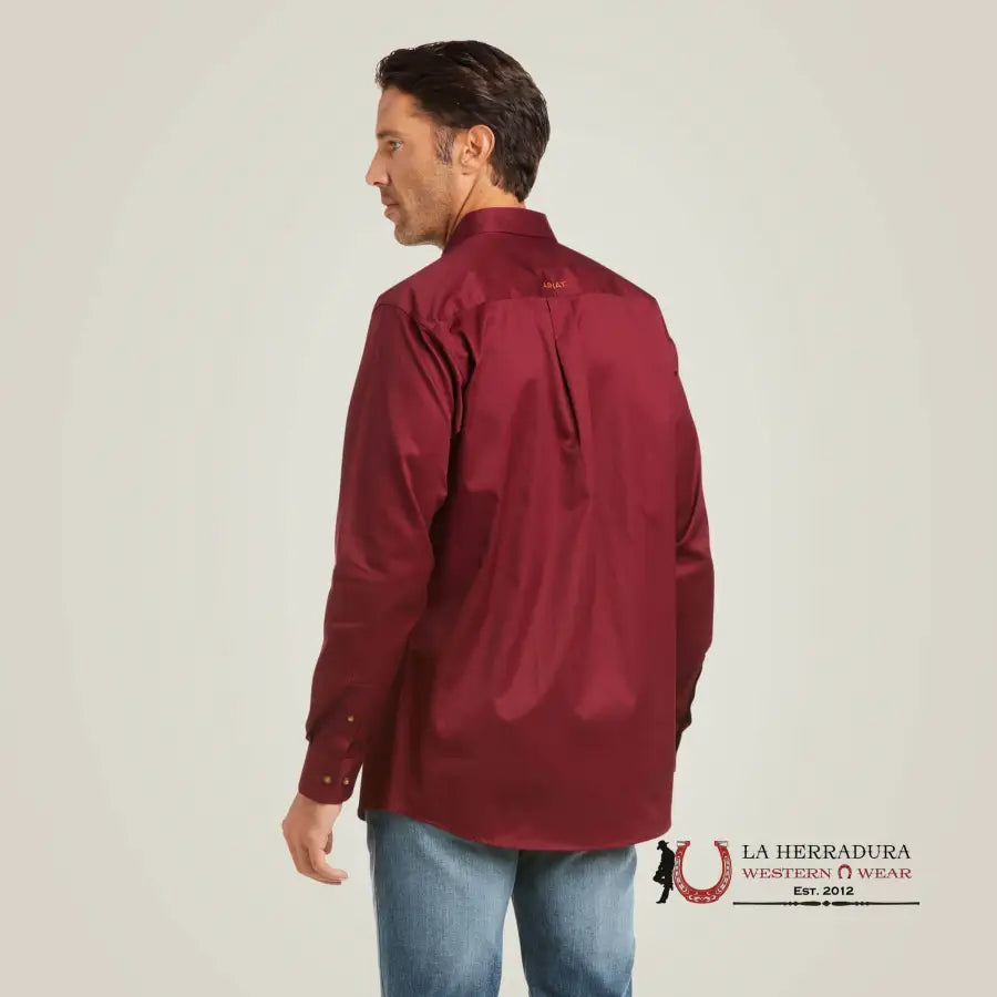 Ariat Twill Fited Long Sleeve Shirt Burgundy - 4226 Ropa Hombres