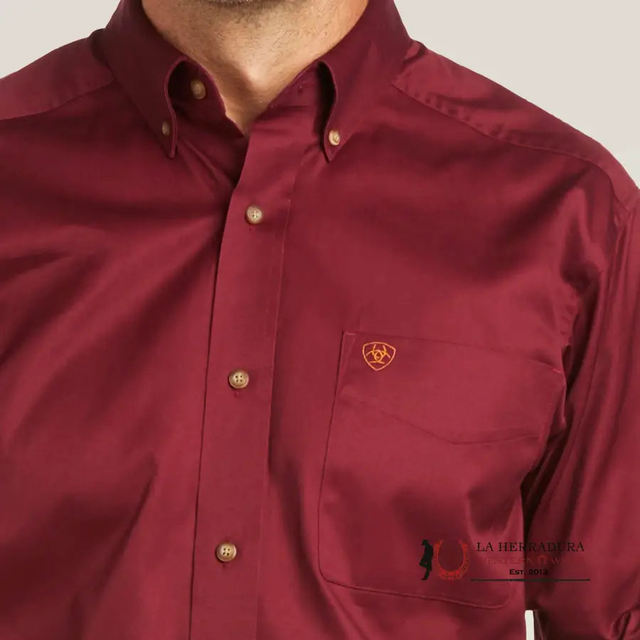 Ariat Twill Fited Long Sleeve Shirt Burgundy - 4226 Ropa Hombres