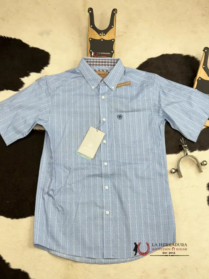 Ariat Welburn Bel Air Blue Short Sleeve Shirt Ropa Hombres