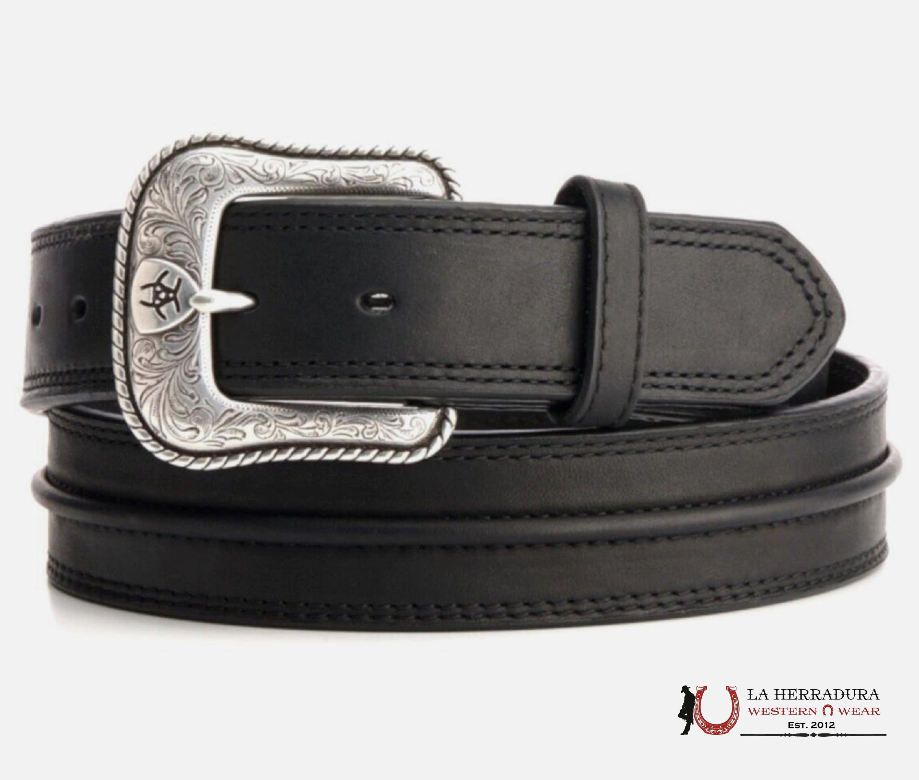 ARIAT WESTERN MENS BELT LEATHER BLACK CINTURONES HOMBRES