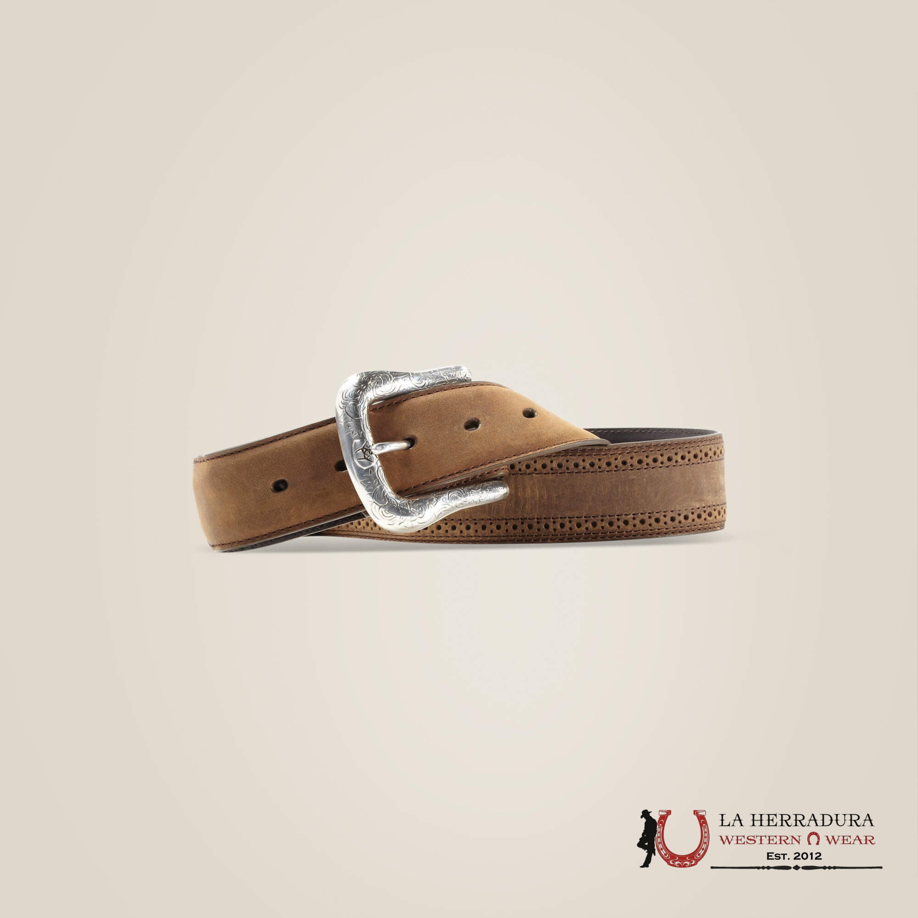 ARIAT WESTERN MENS BELT SMALL HOLE TRIM BROWN CINTURONES HOMBRES