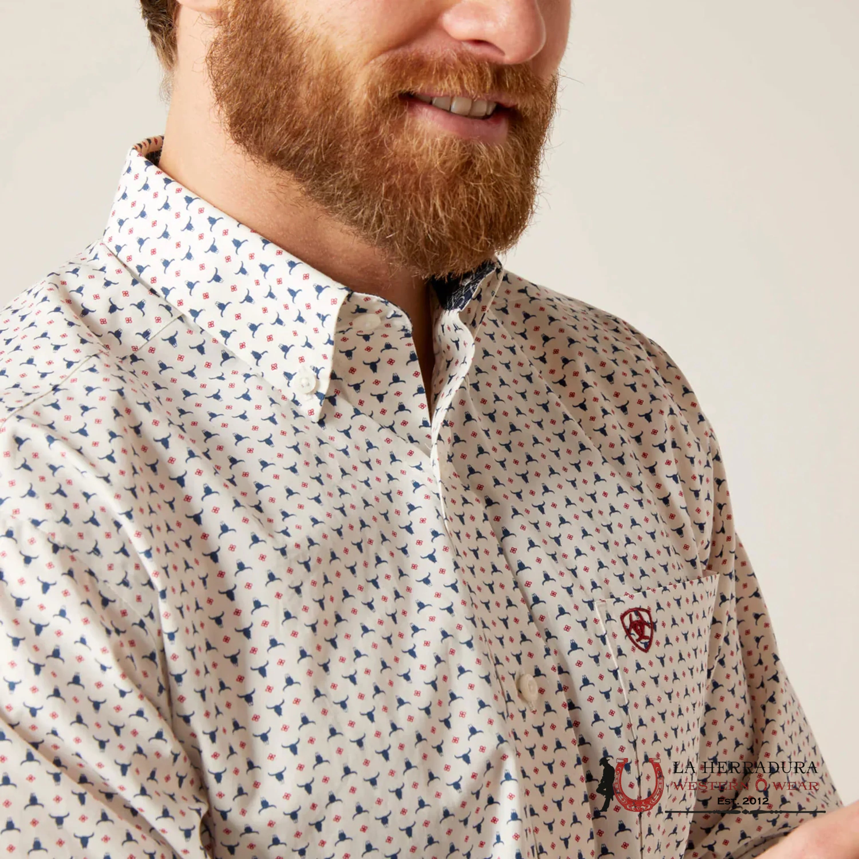 ARIAT WF KASHTON FTD LS SHRT WHITE SAND 6208 ROPA HOMBRES