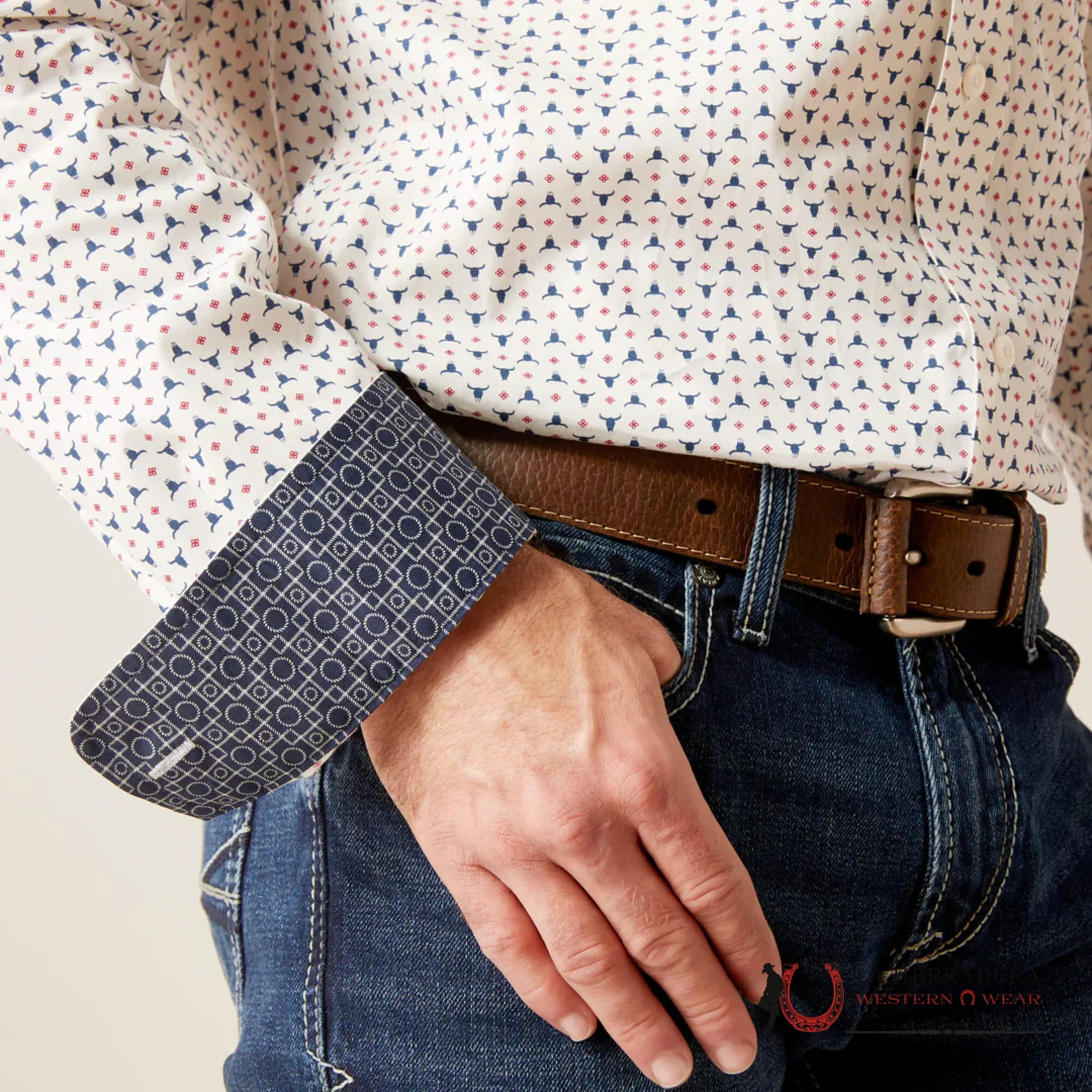 ARIAT WF KASHTON FTD LS SHRT WHITE SAND 6208 ROPA HOMBRES