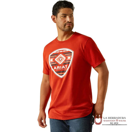 ARIAT WHEAT FLAG SHORT SLEEVE RED OCHRE HEATHER T-SHIRT 10058888