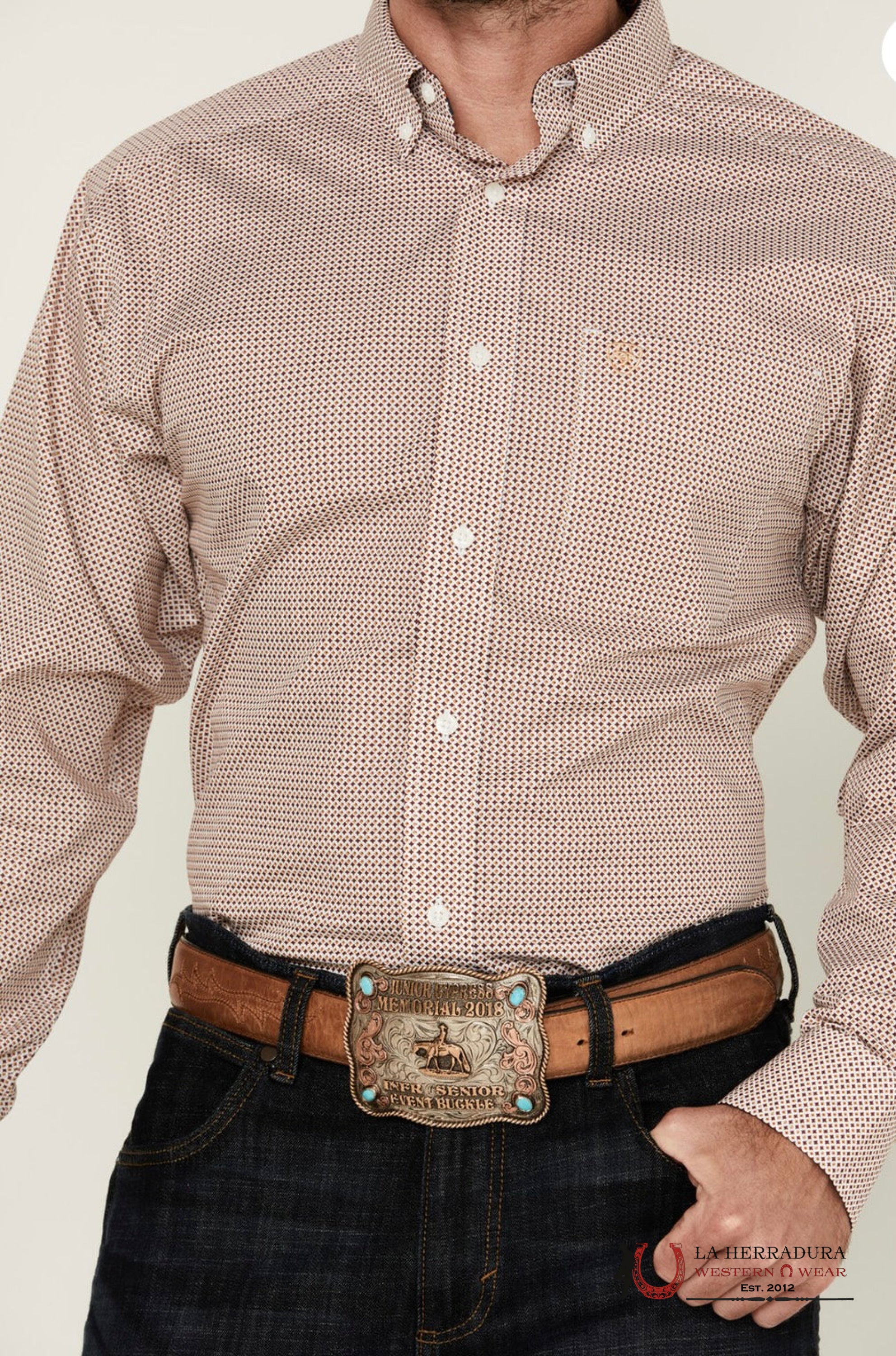 Ariat White Ike Shirt Long Sleeve Ropa Hombres
