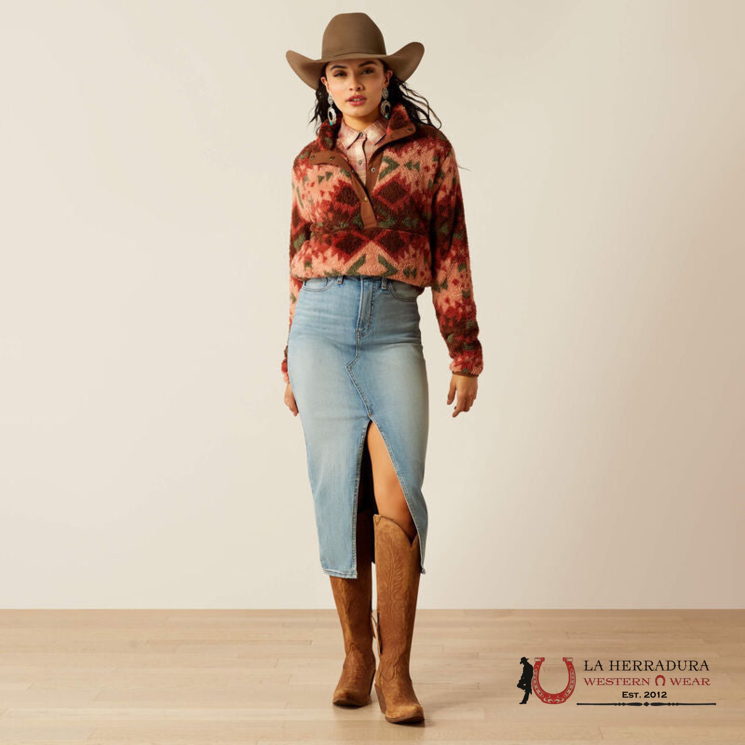 Ariat Berber Snap Front Sweatshirt Plainsview Print - 3942 Ropa Mujeres