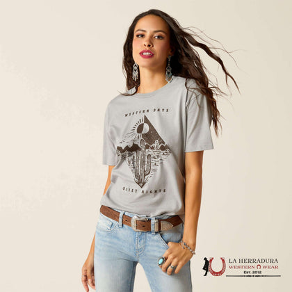 ARIAT WOMEN DAY AND NIGHT STONE HEATHER SHORT SLEEVE TEE