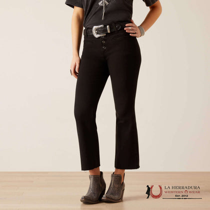 ARIAT WOMEN HIGH RISE KICK FLARE BLACK JEAN- 10047416