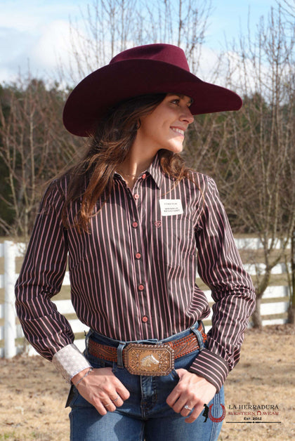 ARIAT WOMEN LIGHT MAHOGANY STRIPE LONG SLEEVE SHIRT 10053951