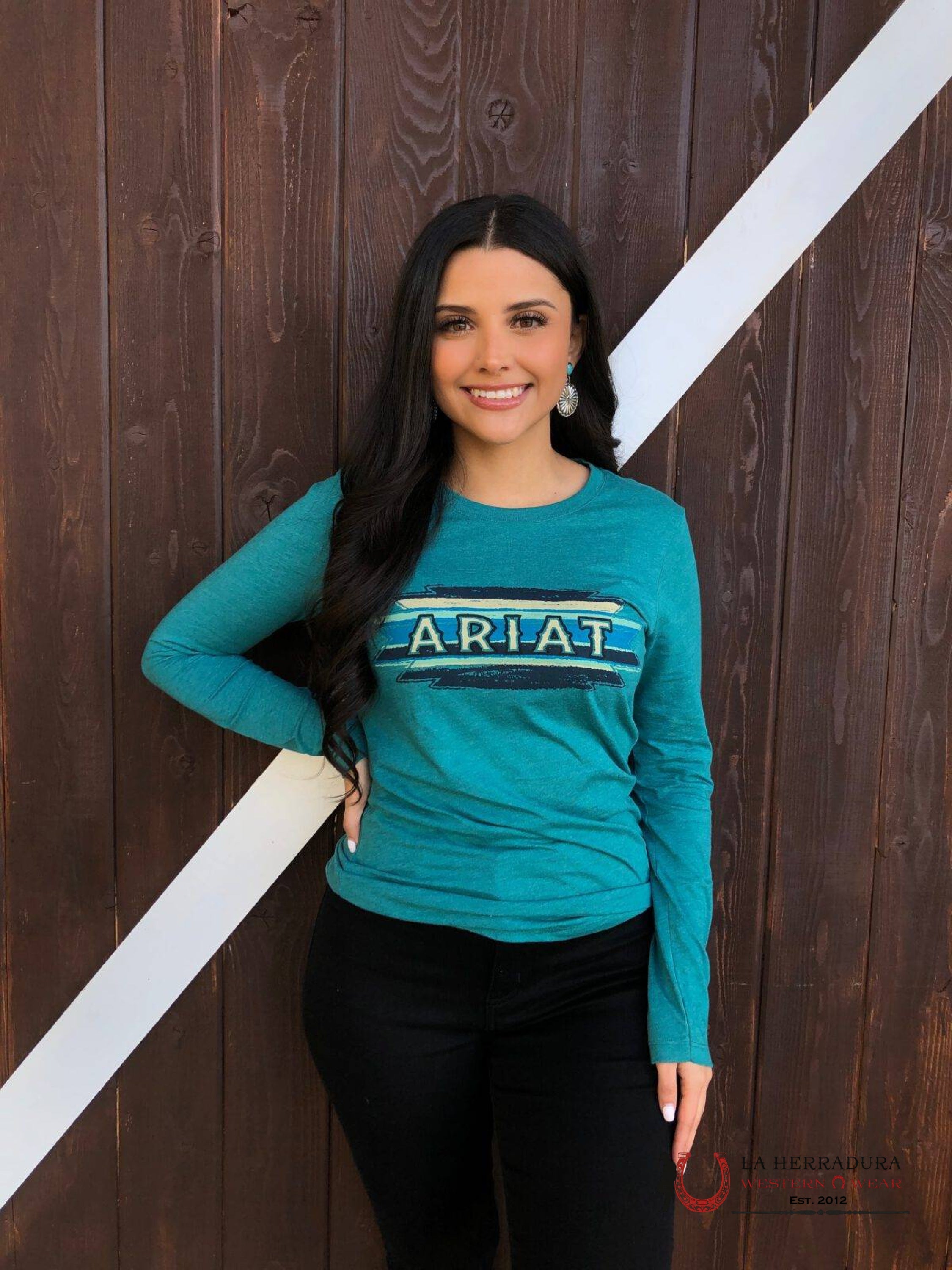 ARIAT WOMEN LONG SLEEVE SERAPE TEAL GREEN HEATER 10038639 ROPA MUJERES