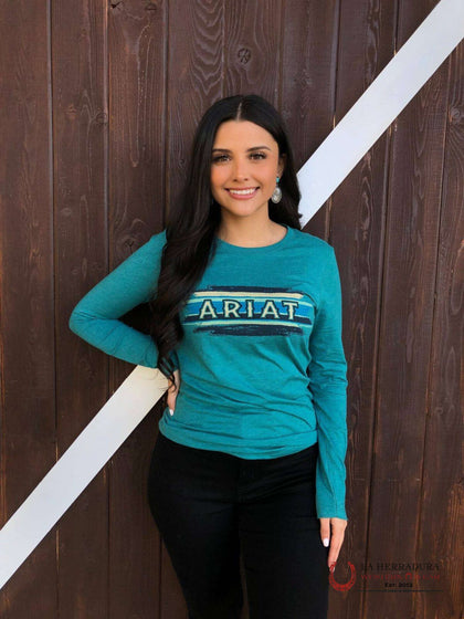 ARIAT WOMEN LONG SLEEVE SERAPE TEAL GREEN HEATER 10038639