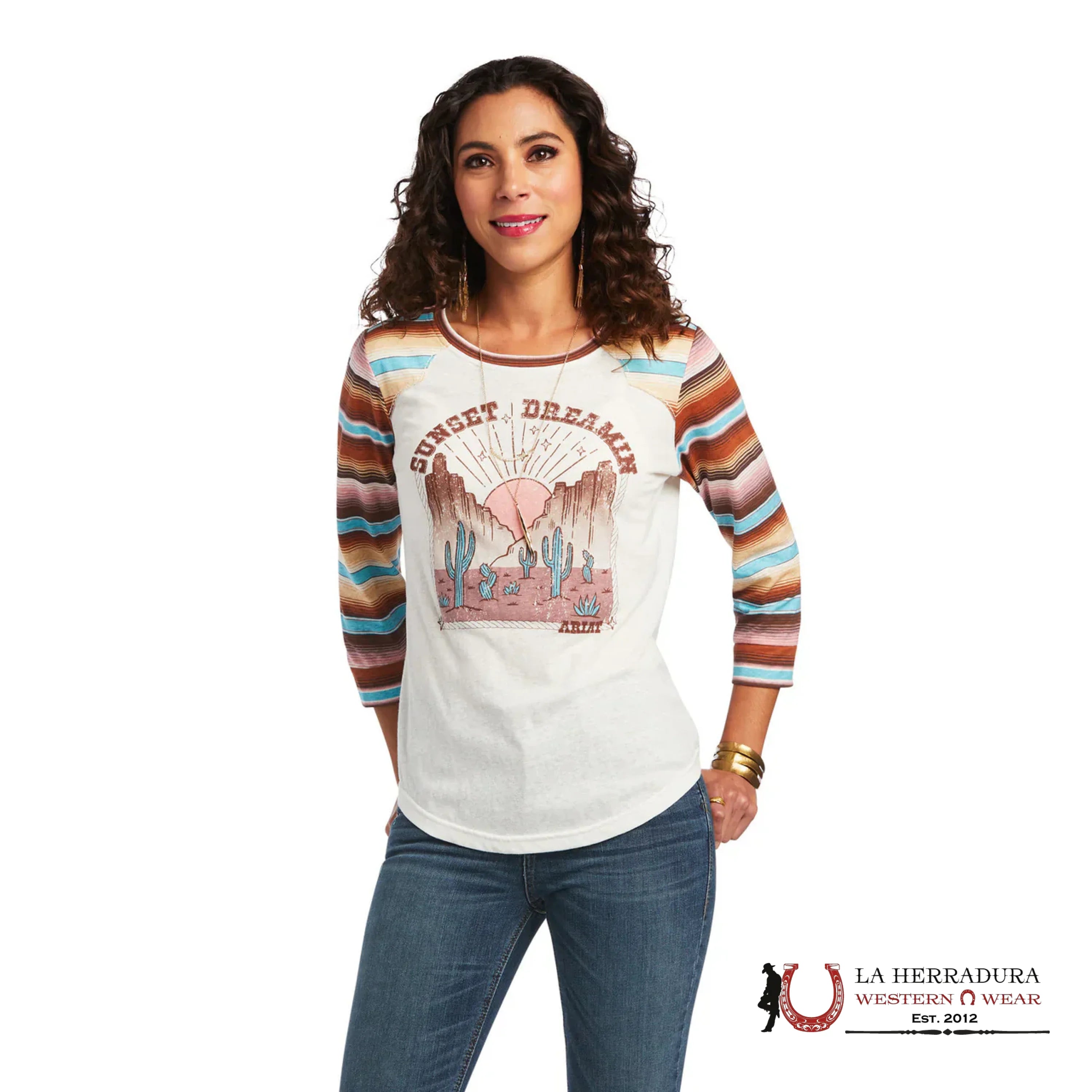 ARIAT WOMEN LONG SLEEVE SHIRT SUNSET DREAMING BLANC DE BLANC 10040523 ROPA MUJERES