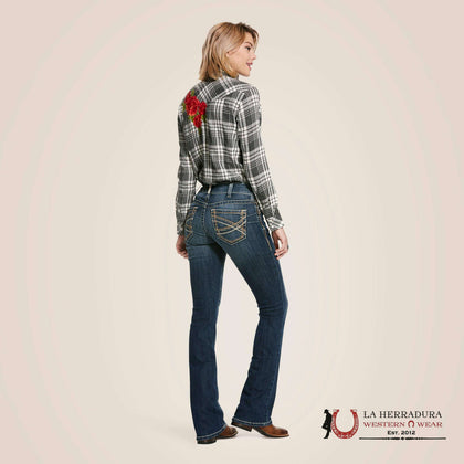 ARIAT WOMEN MID RISE BOOT CUT FESTIVAL BLUE- 10025286