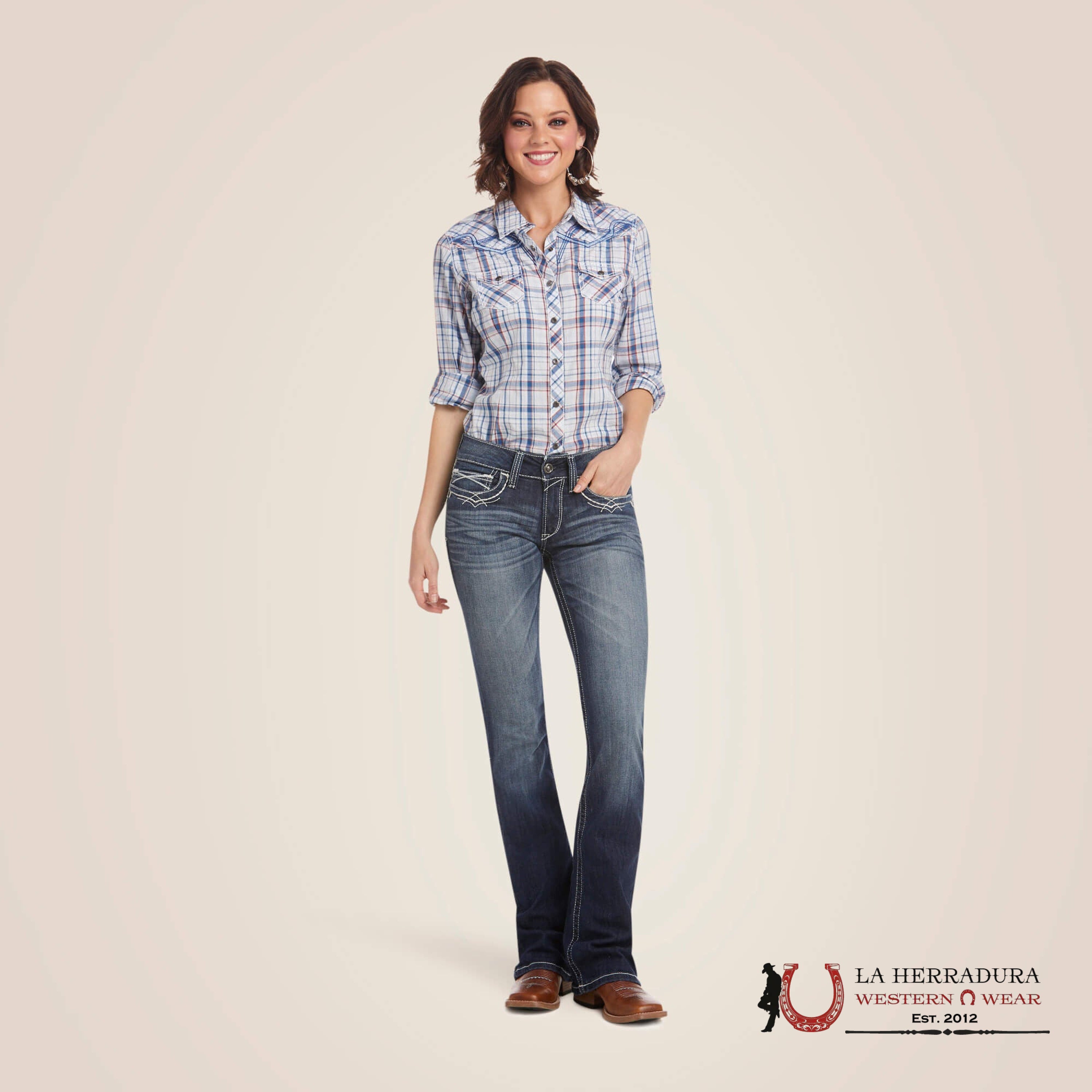 ARIAT WOMEN MID RISE BOOT CUT MARINE JEANS- 10017510 ROPA MUJERES