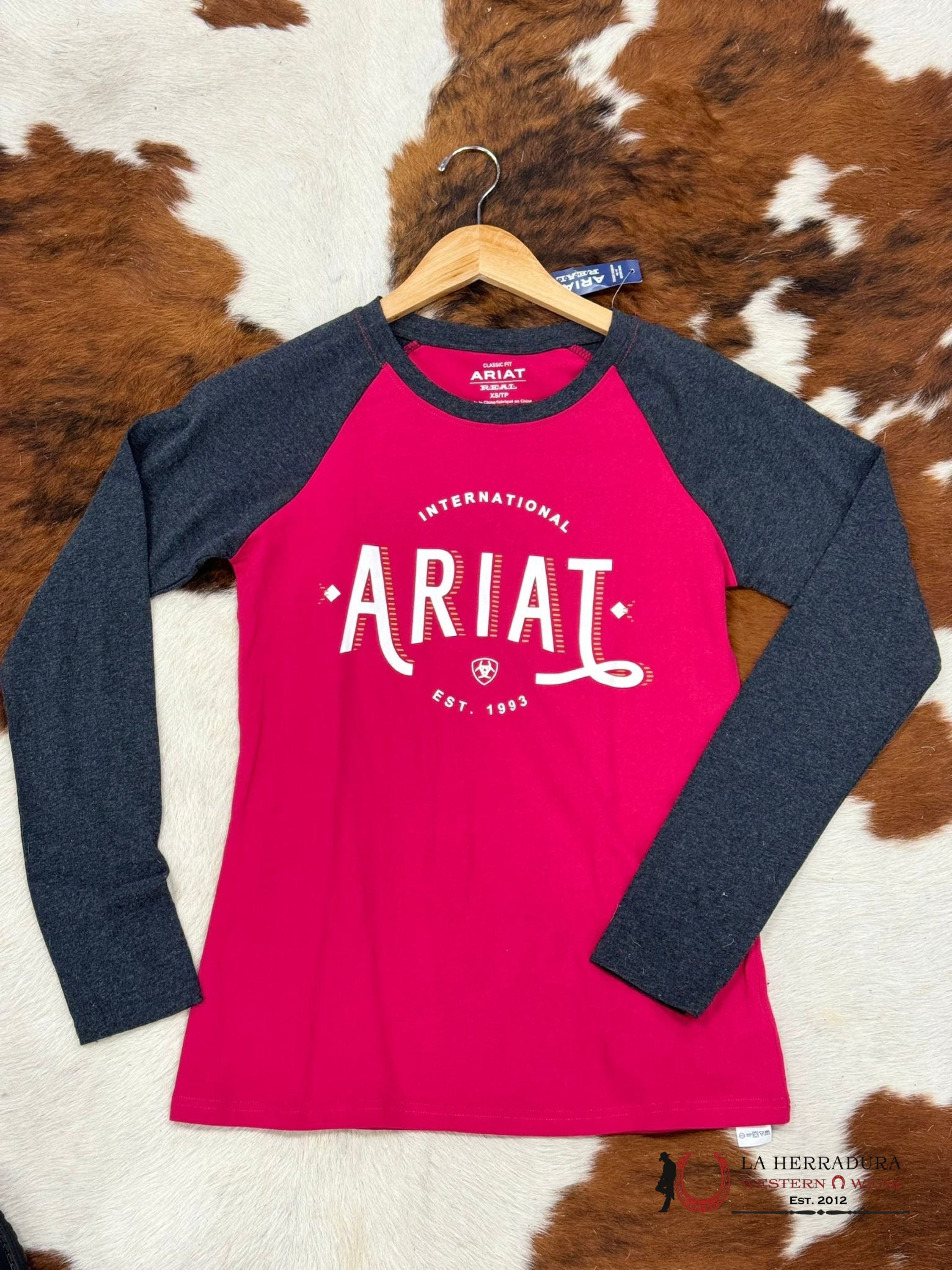 Ariat Women Real Loop Baseball Long Sleeve T-Shirt Ropa Mujeres