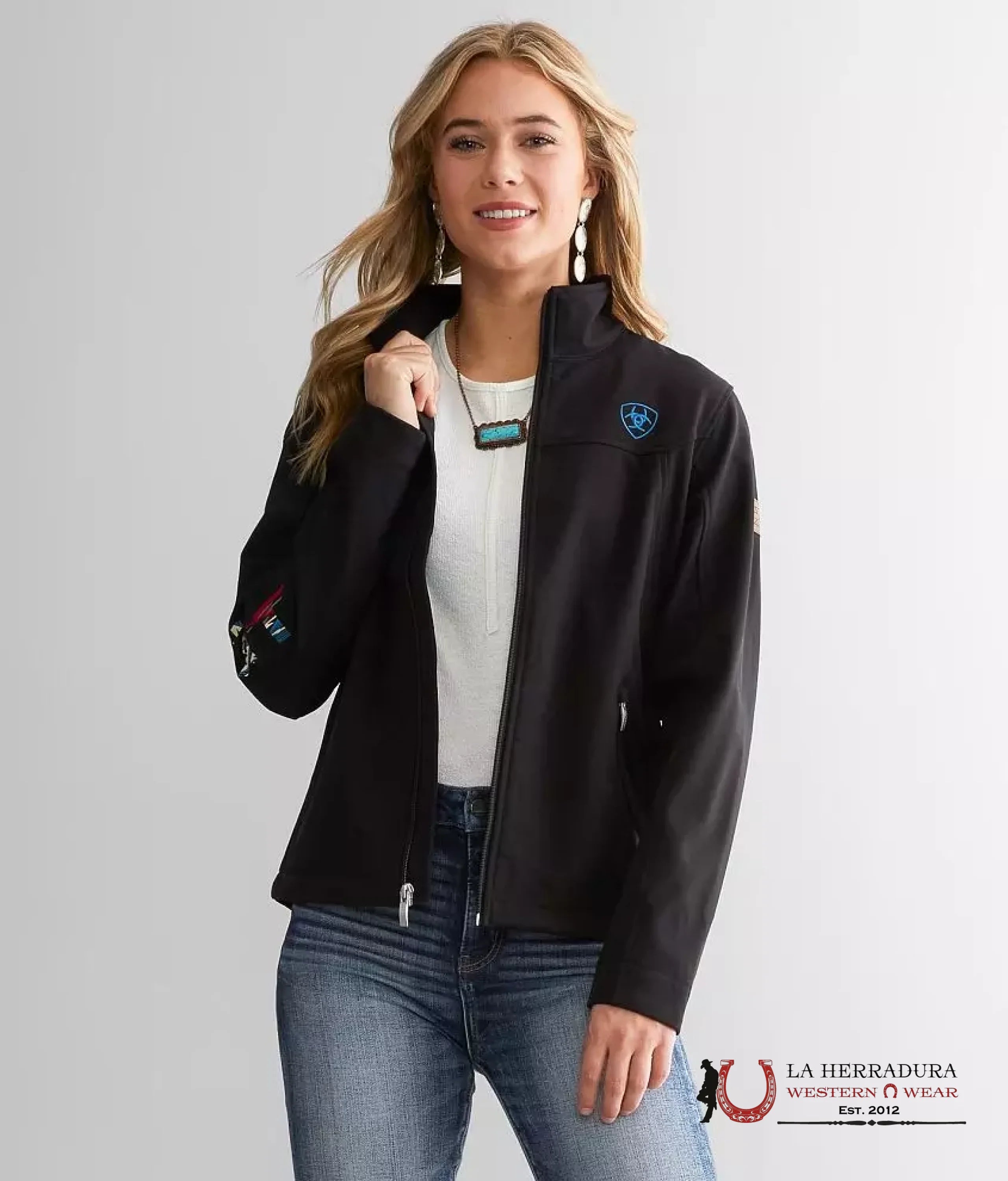 ARIAT WOMEN SOFT SHELL CHIMAYO BLACK NAVY PRINT 10042185 ROPA MUJERES