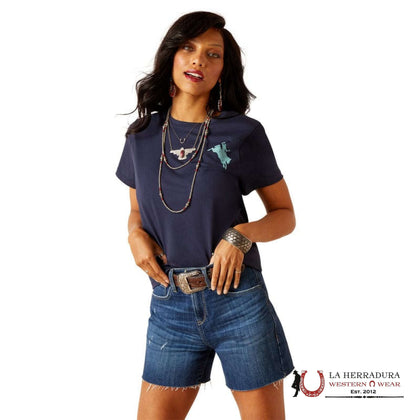 ARIAT WOMEN T-SHIRT BRONCO NAVY SHORT SLEEVE 10048644
