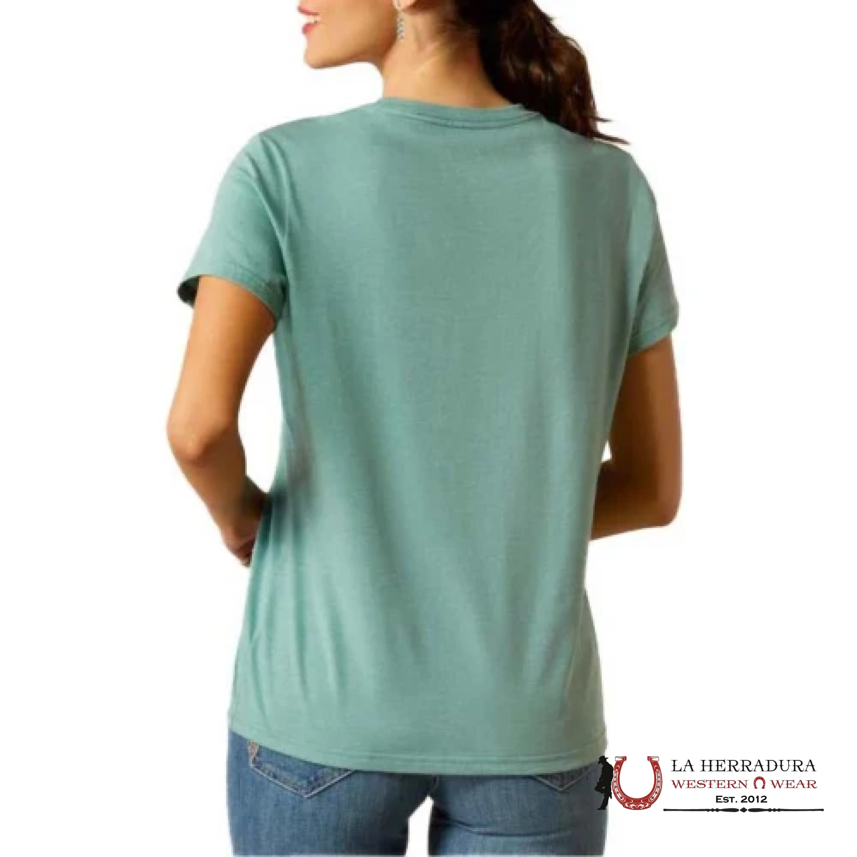 Ariat Women Garden Boots Short Sleeve Ocean Blue Heather Ropa Mujeres