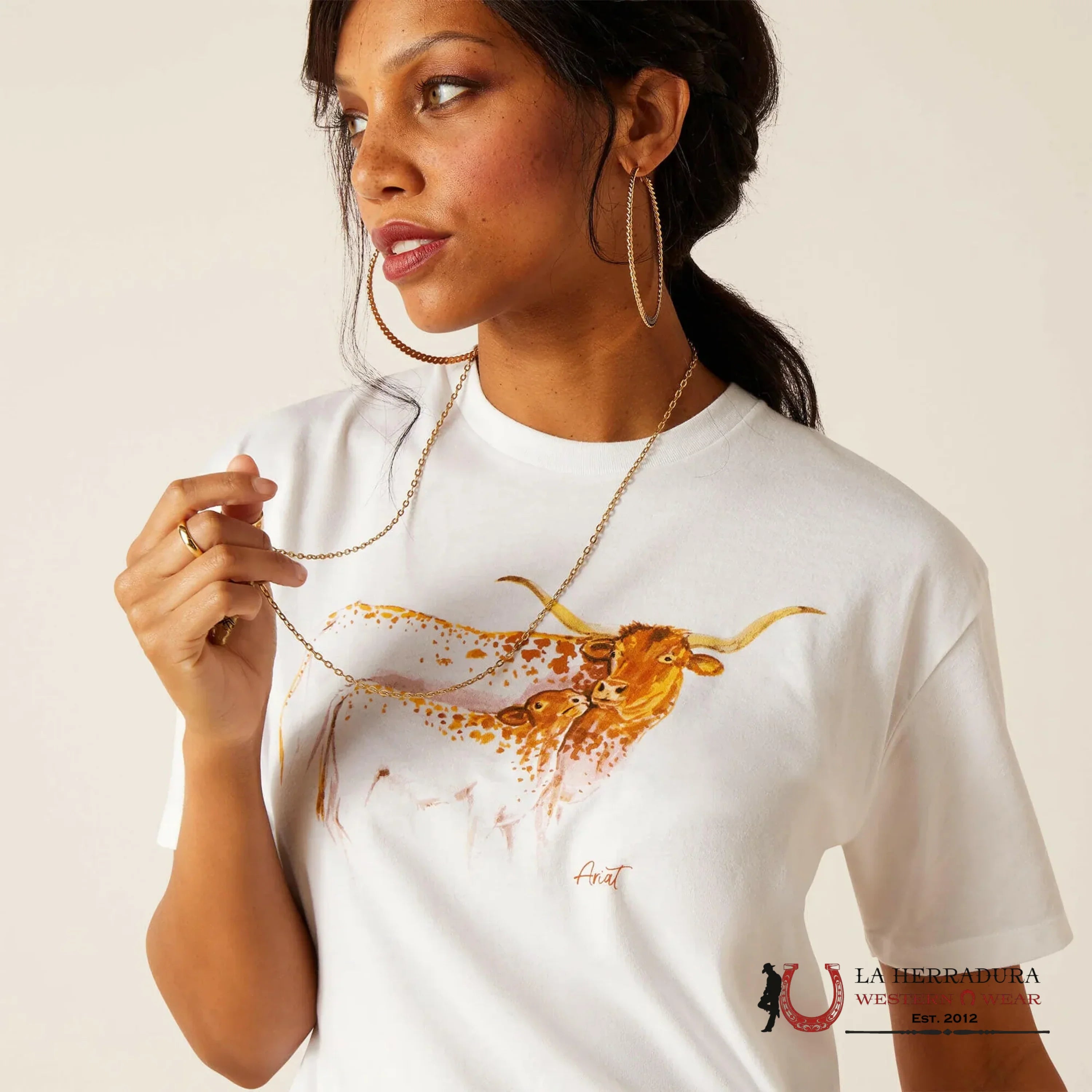 ARIAT WOMEN T- SHIRT MATERNAL COW WHITE 10051435 ROPA MUJERES