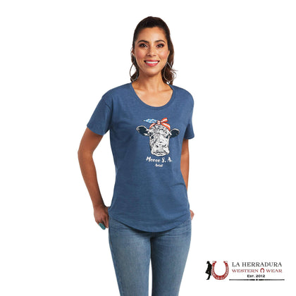 ARIAT WOMEN T-SHIRT MOO SAILOR BLUE 10040965