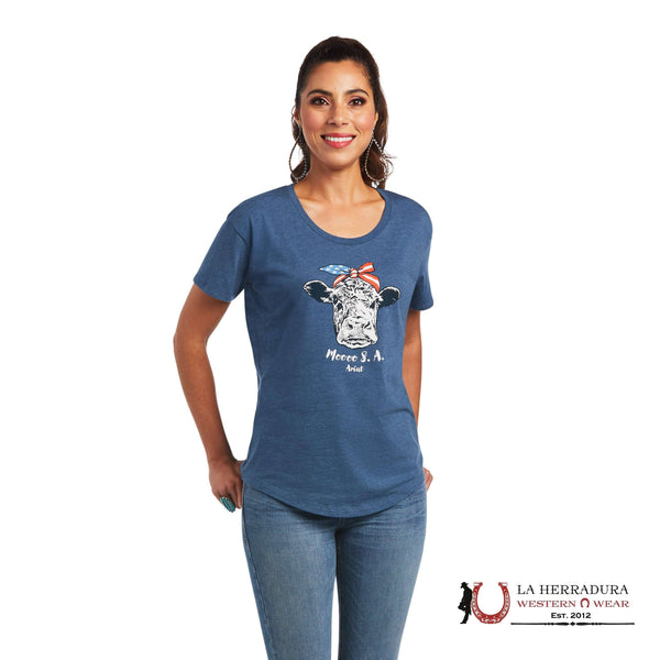 ARIAT WOMEN T-SHIRT MOO SAILOR BLUE 10040965