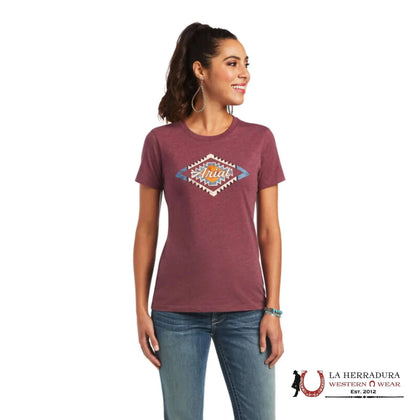 ARIAT WOMEN T-SHIRT SOL BURGUNDY HEATHER 10040959