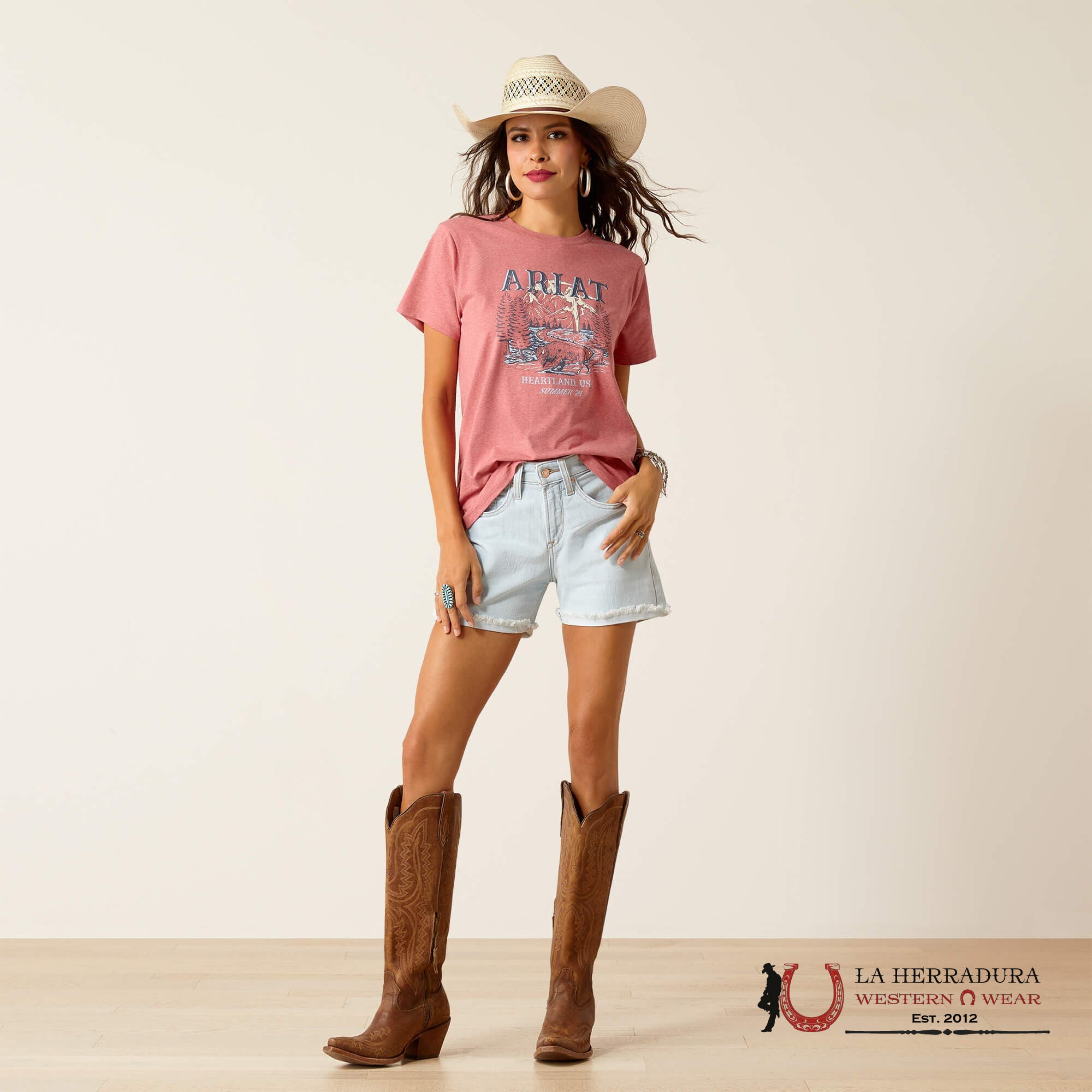 Ariat Women Souvernir Short Sleeve Garnet Heather Ropa Mujeres