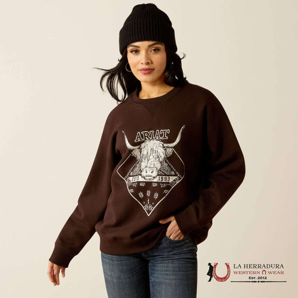ARIAT WOMEN TAURUS OVERSIZED CREW SWEATSHIRT MOLE 10053960