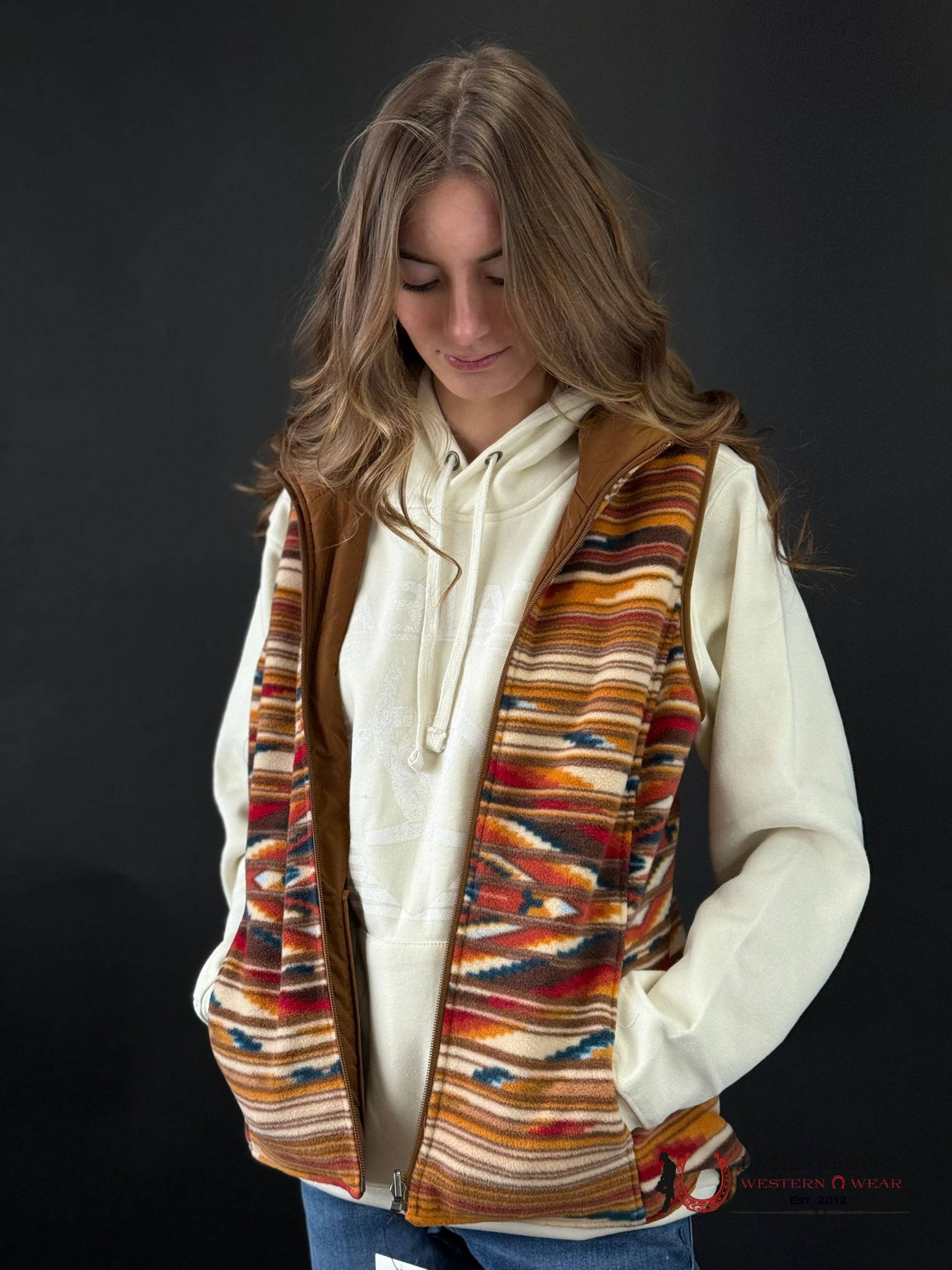 Ariat Vest Dilon Chimayo Chestnut Horse Reversible Ropa Mujeres