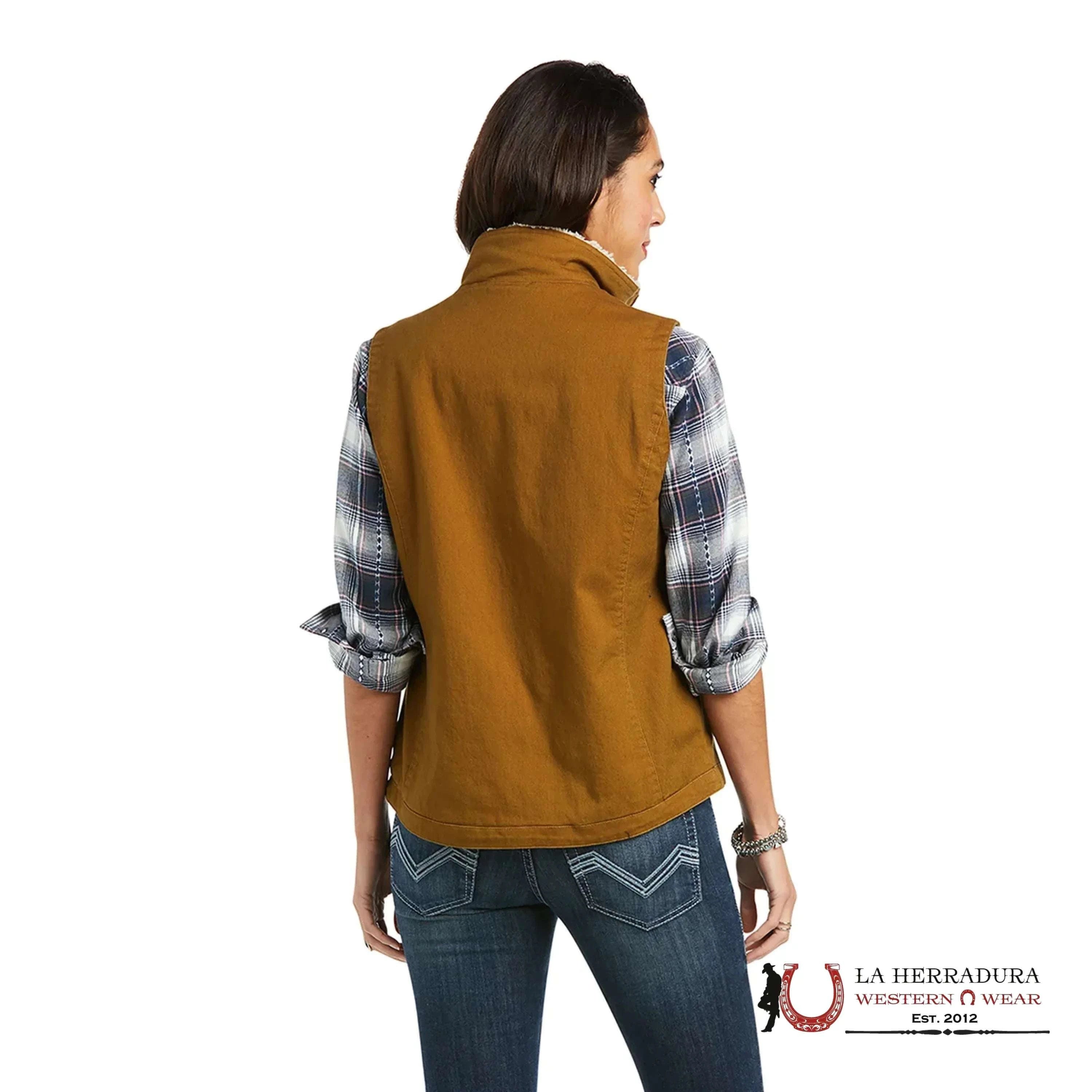 ARIAT Women's Dilon Chimayo Vest - Reversible Fleece-Lined Chestnut HorseCoat