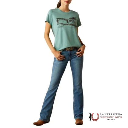 ARIAT WOMEN Wholesome Heffers Short Sleeve Ocean Blue Heather P30417