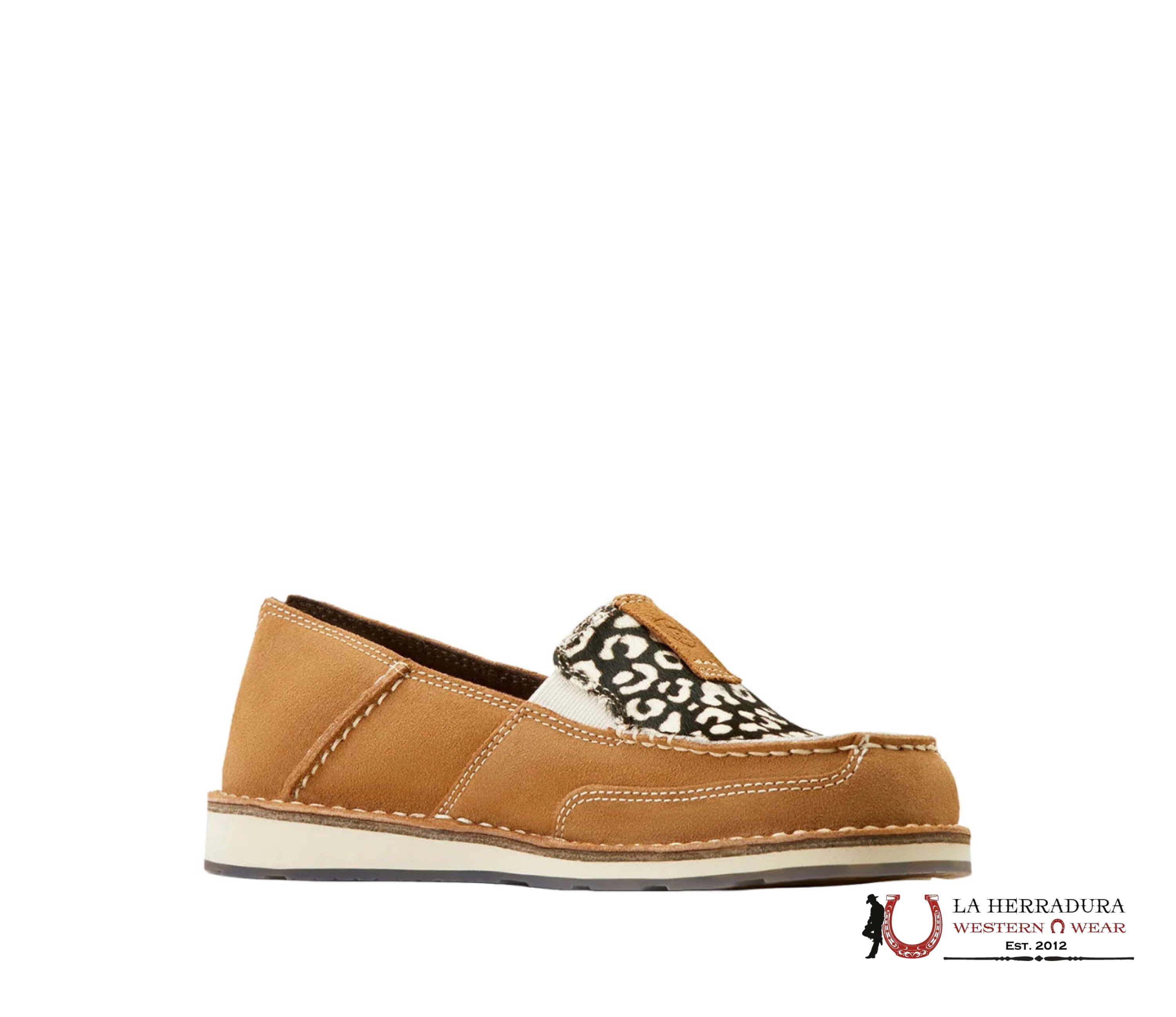 ARIAT WOMENS CRUISER DARK TAN SUEDE CREAM CHEETAH HAIR ON- 0956 ZAPATOS MUJERES