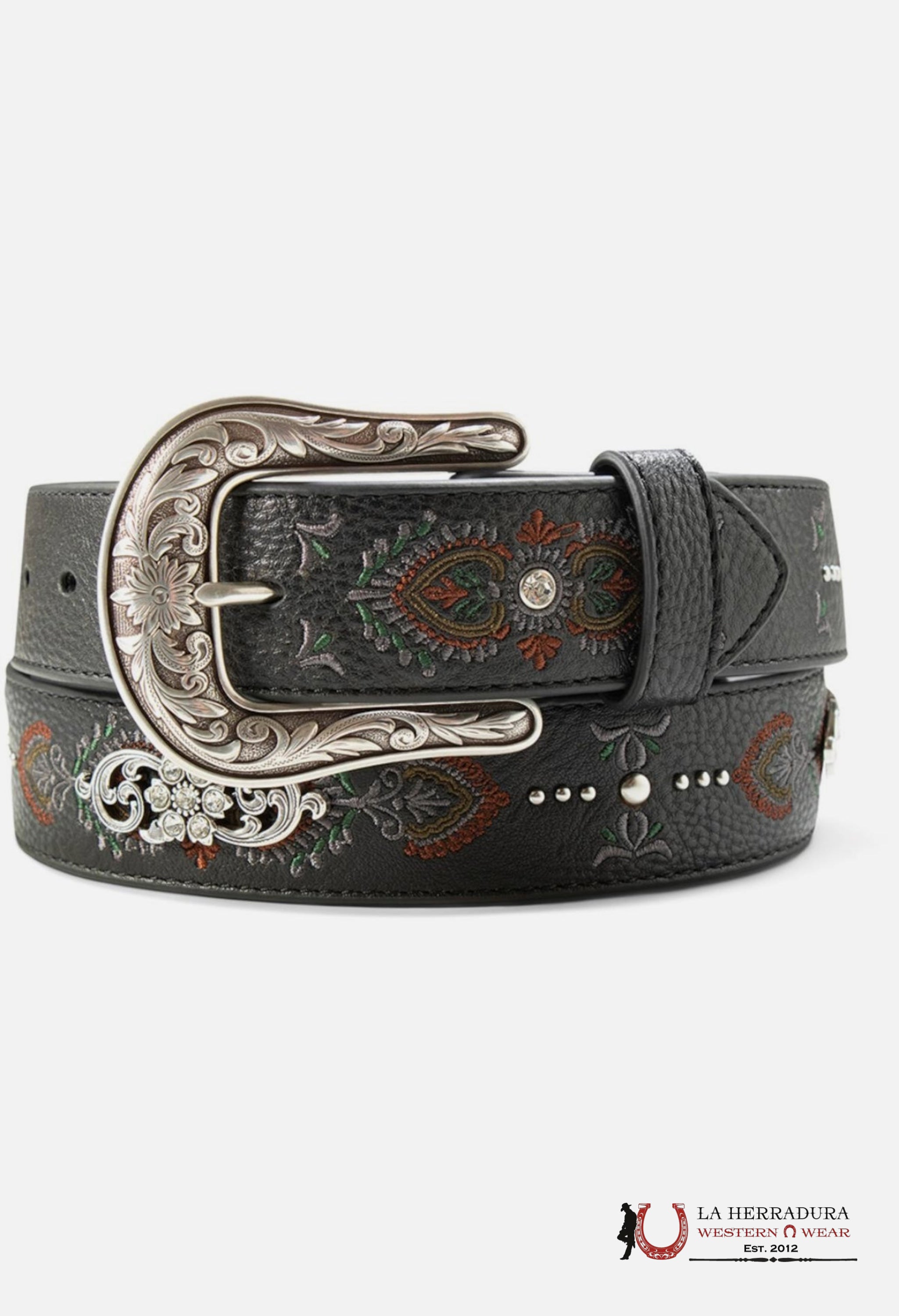 ARIAT WOMENS EMBROIDE BLACK PURPLE A1567801 CINTURONES MUJERES