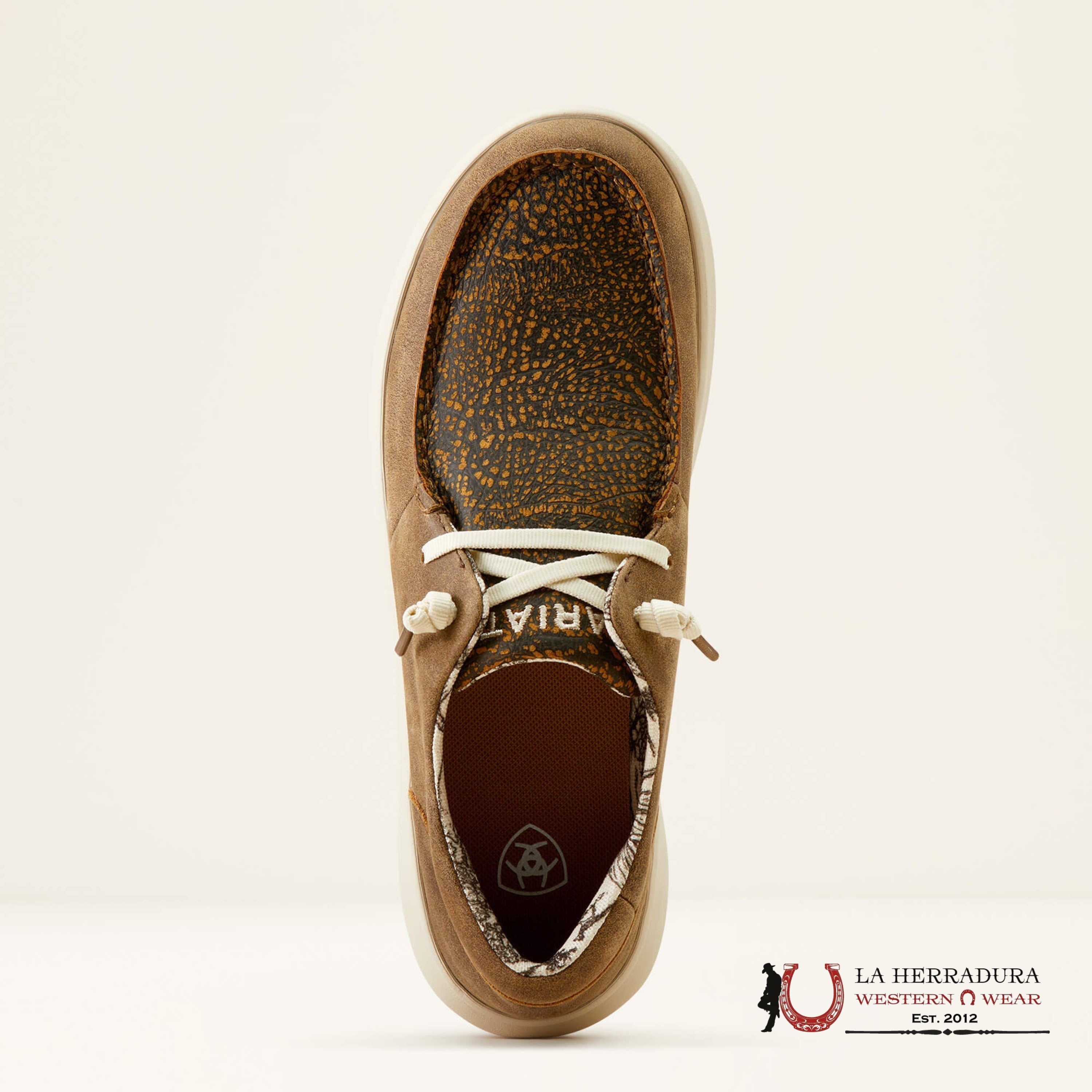 ARIAT WOMENS HILO BROWN BOMBER DISTRESSED HIDE EMBOSS ZAPATOS MUJERES