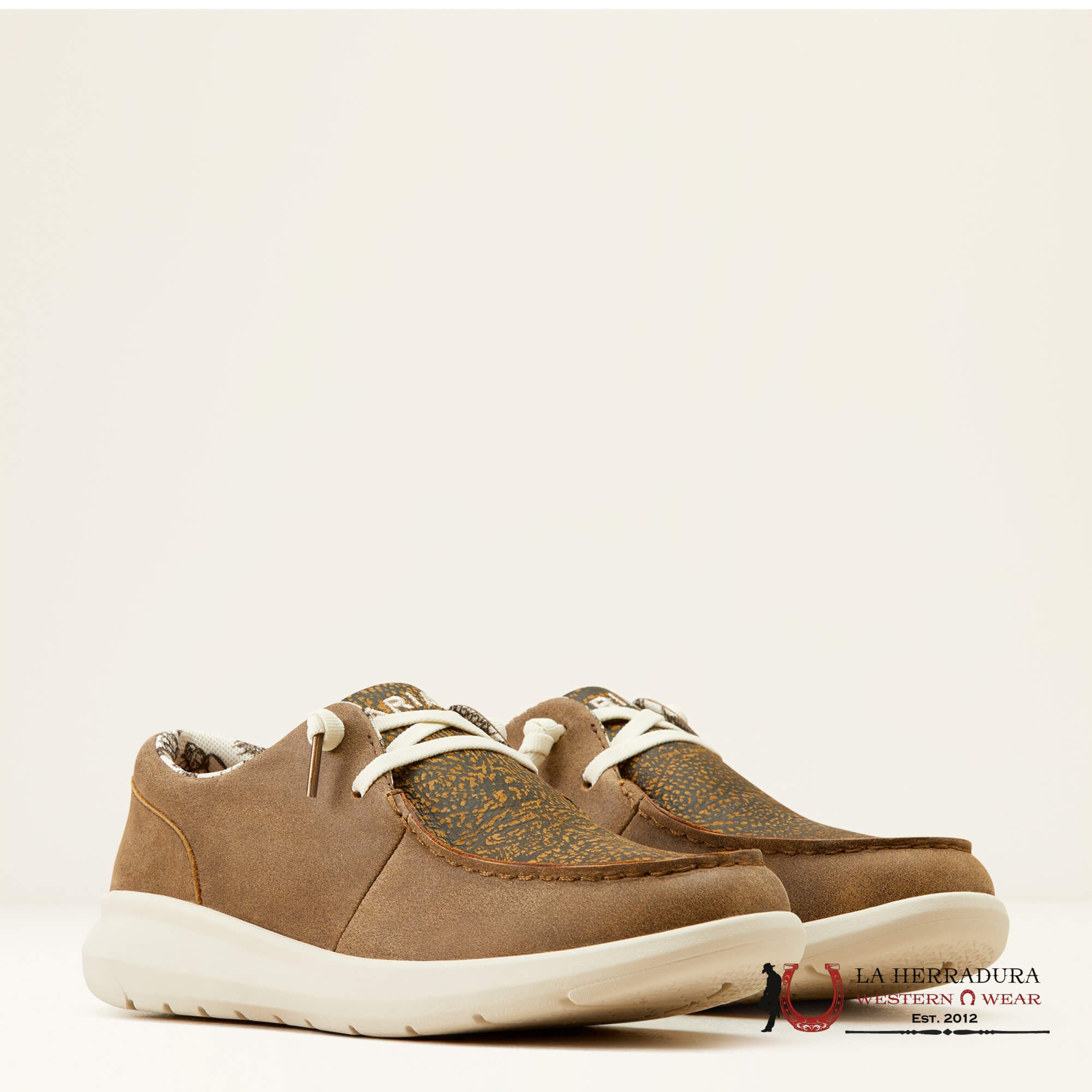 ARIAT WOMENS HILO BROWN BOMBER DISTRESSED HIDE EMBOSS ZAPATOS MUJERES