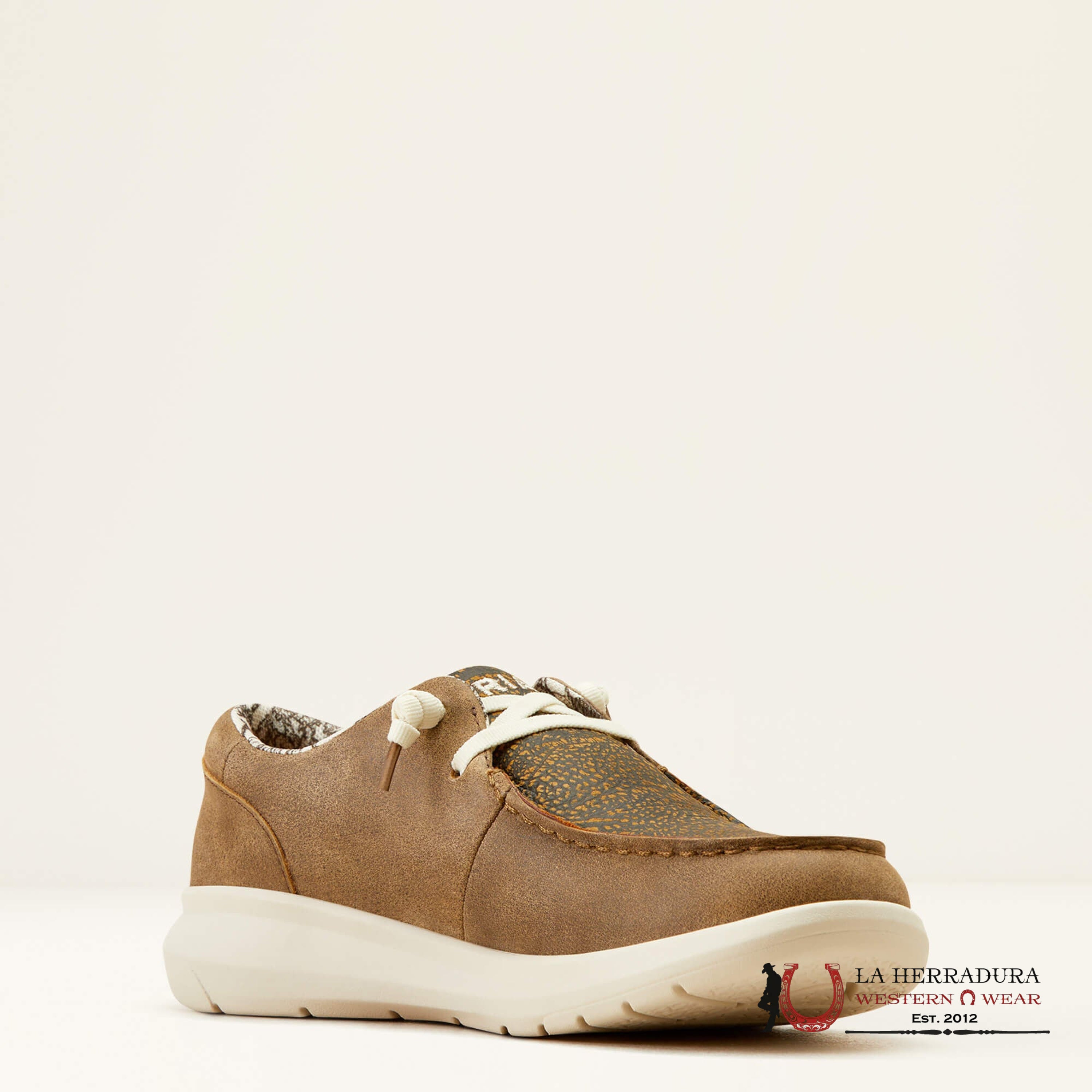 ARIAT WOMENS HILO BROWN BOMBER DISTRESSED HIDE EMBOSS ZAPATOS MUJERES