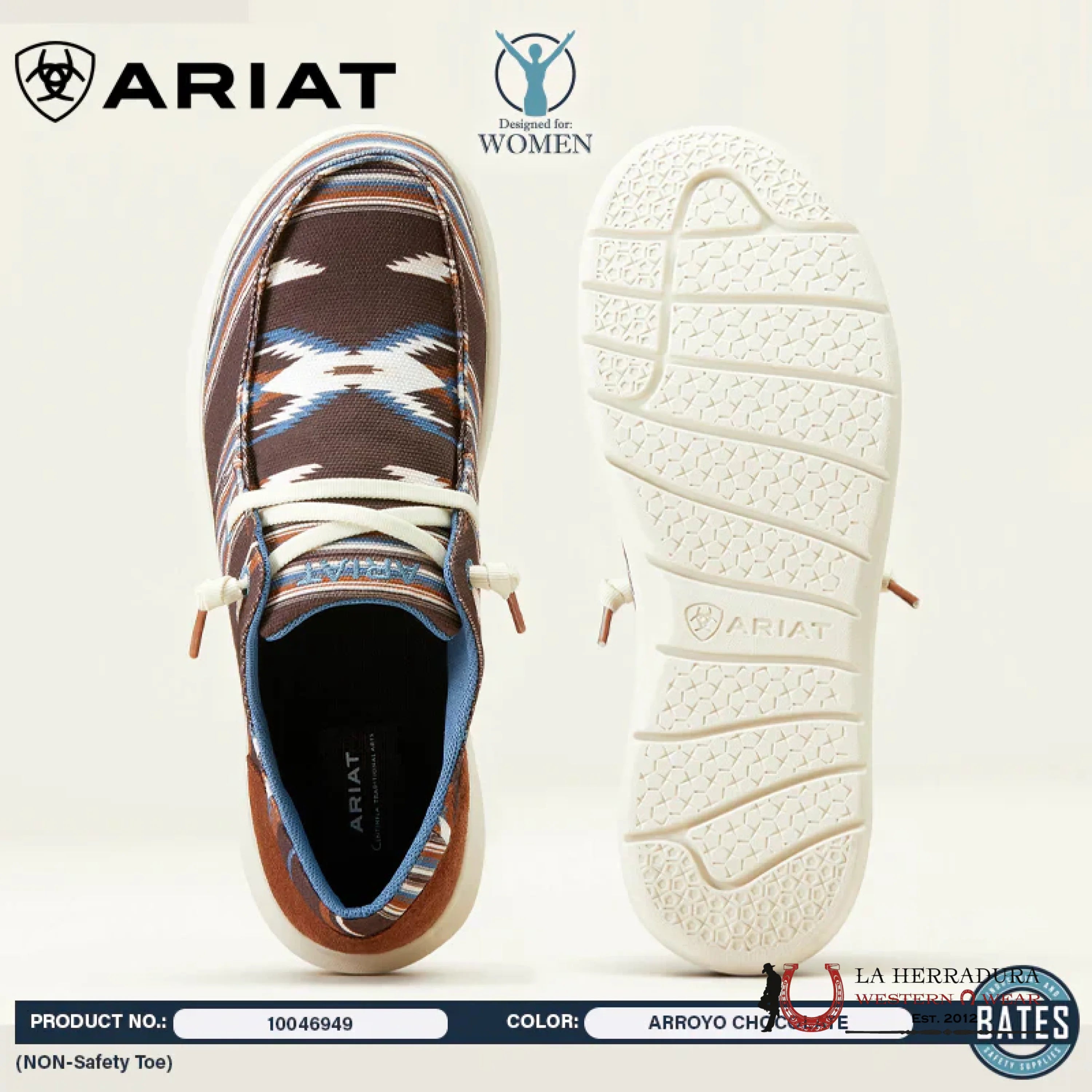 ARIAT WOMEN’S HILO CHIMAYO ARROYO CHOCOLATE STRETCH LACE SHOES 10046949 ZAPATOS MUJERES