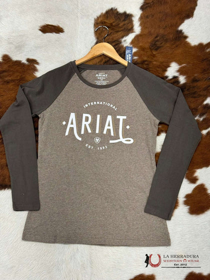 ARIAT WOMENS REAL LOOP HEATHER BANYAN BARK LONG SLEEVE T-SHIRT 10037296