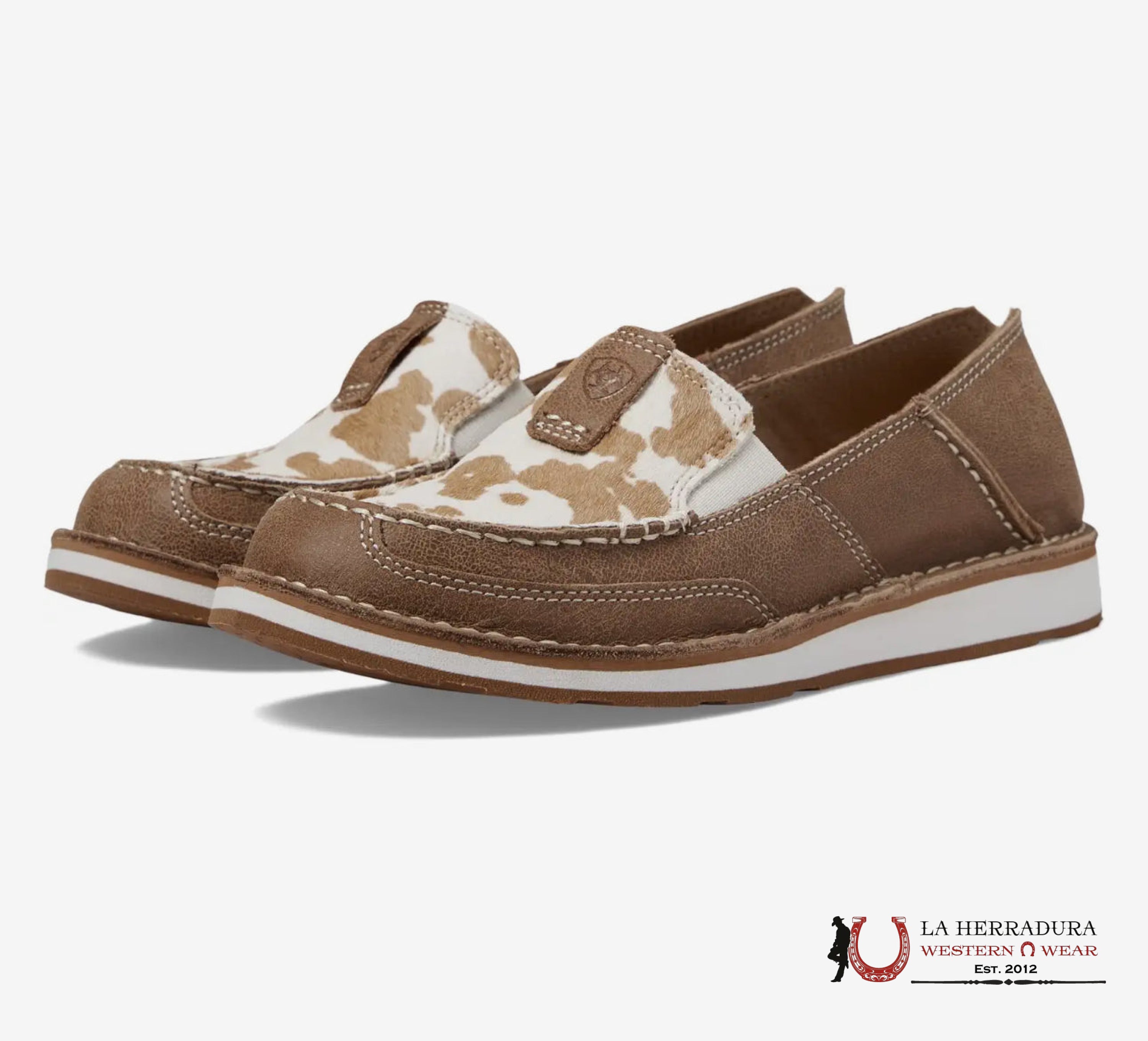 ARIAT WOMENS SLIP ON CRUISER ADOBE / TAN AND WHITE HAIR ON - 4532 ZAPATOS MUJERES