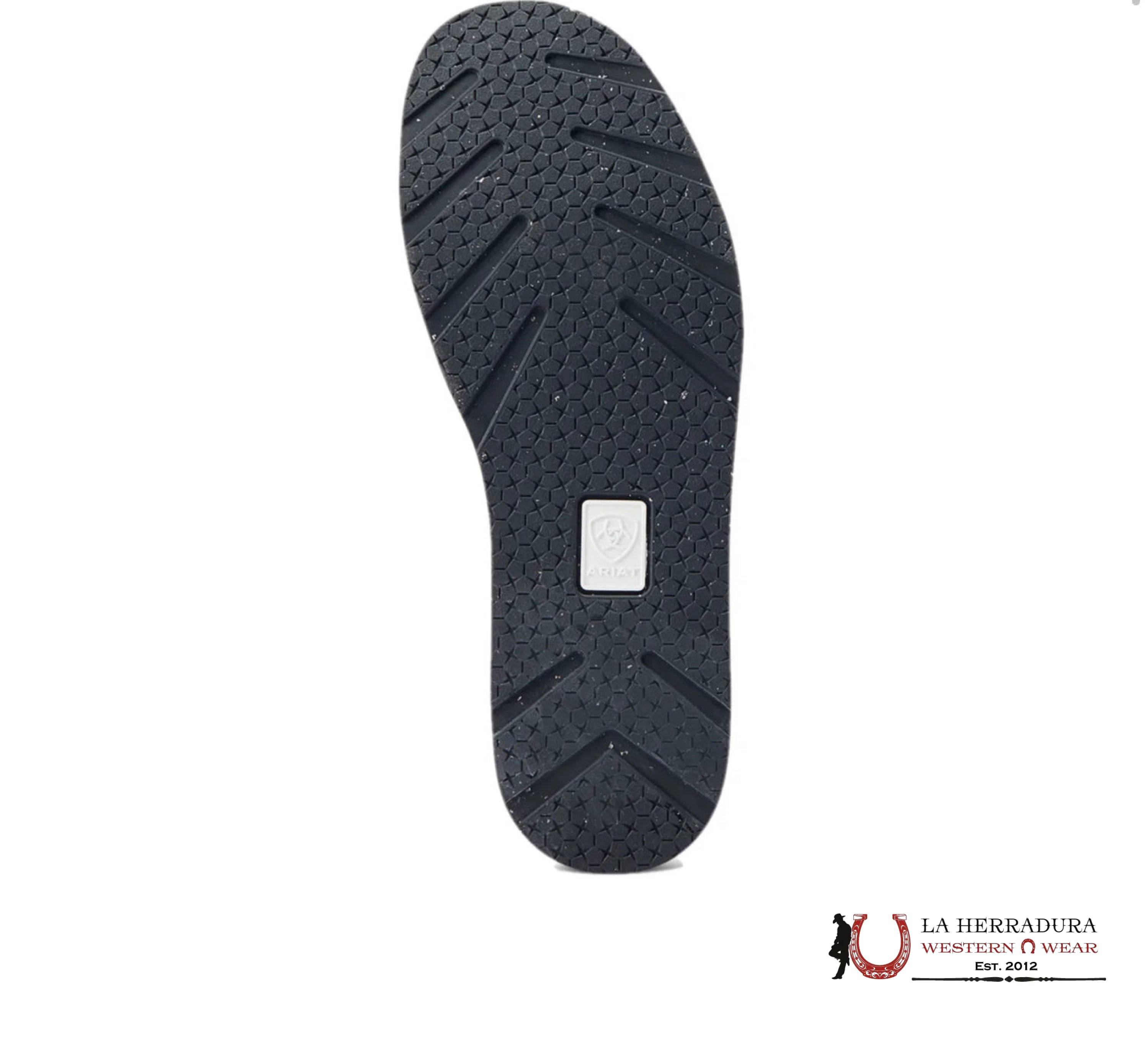 ARIAT WOMENS SLIP ON CRUISER BLACK SUEDE EMBOSS BLACK & WHITE ARIAT LOGO PRINT- 4529 ZAPATOS MUJERES